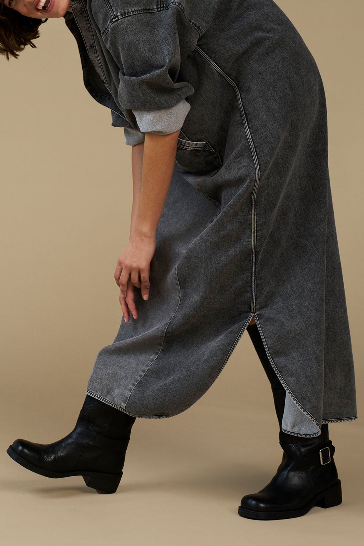 THE BILLIE DRESS JOG DENIM BLACK 10