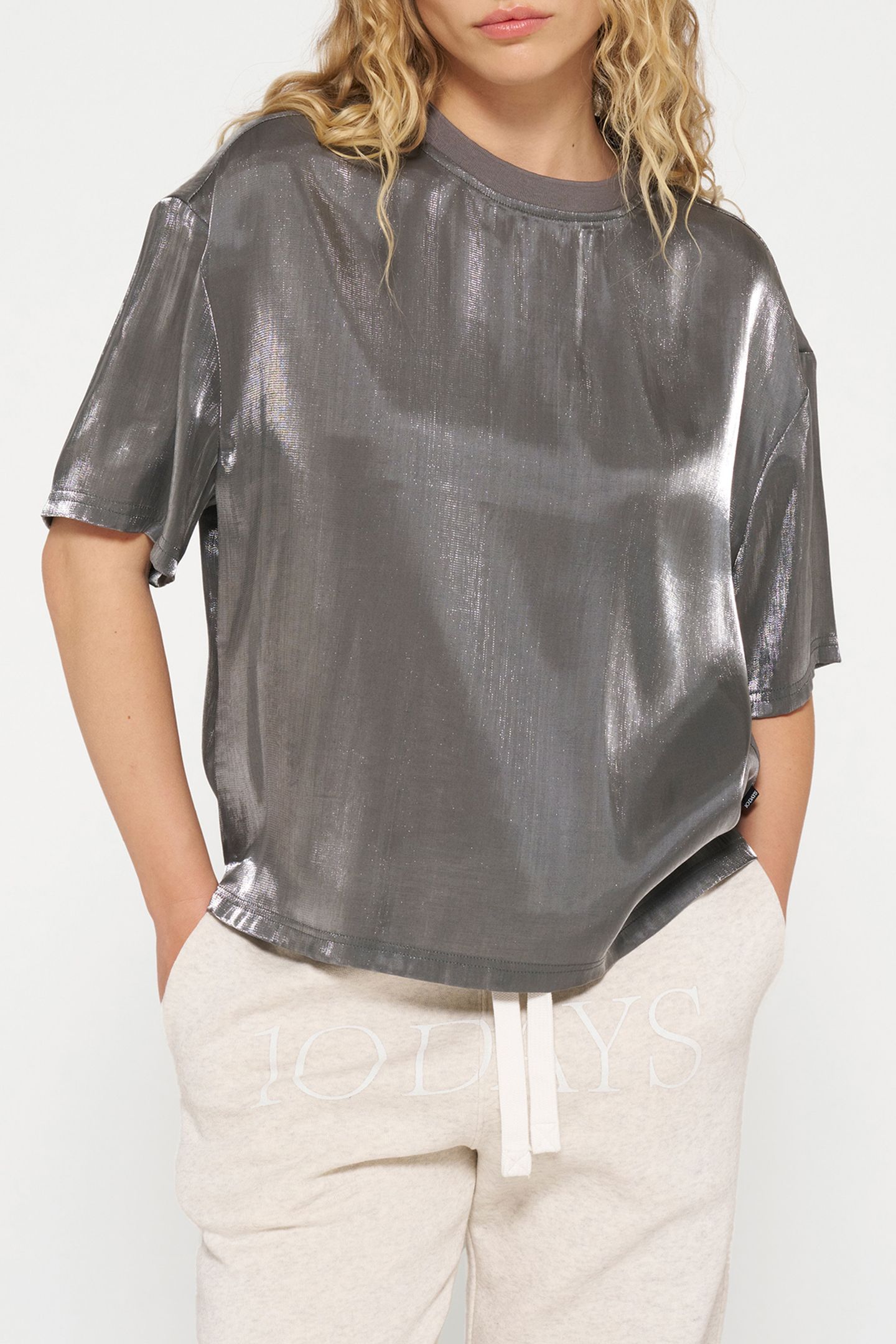 SHINY BLOUSE TEE SILVER 1
