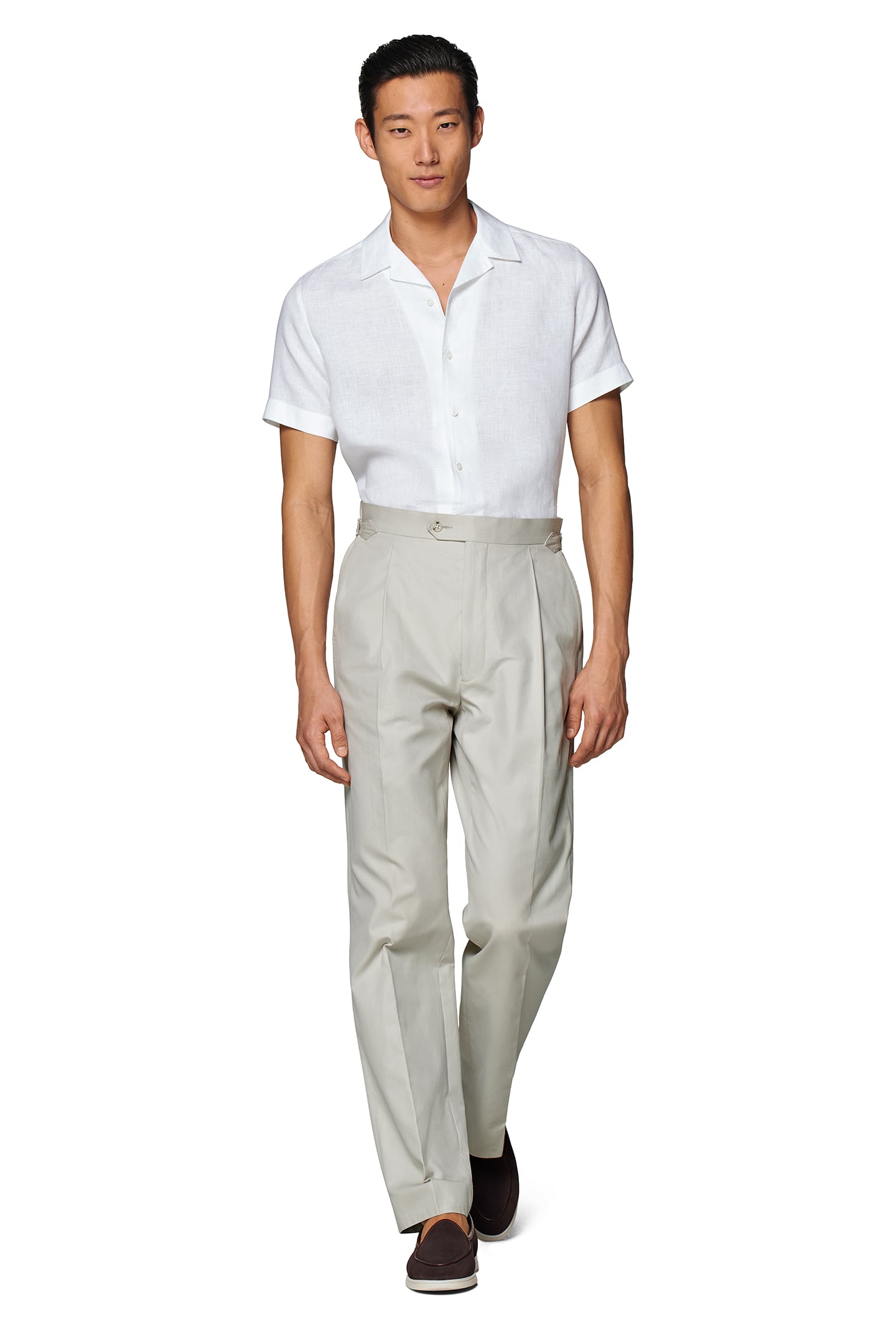 PURE LINEN SHORT SLEEVE CAMP WHITE 2