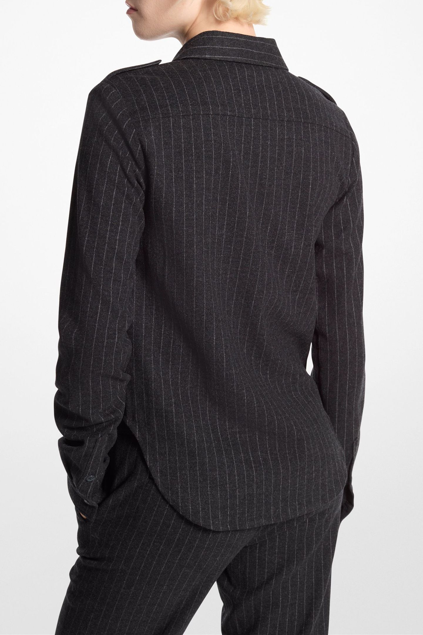 WOOL FITTED ARMY SHIRT CHARCOALHTHR 2