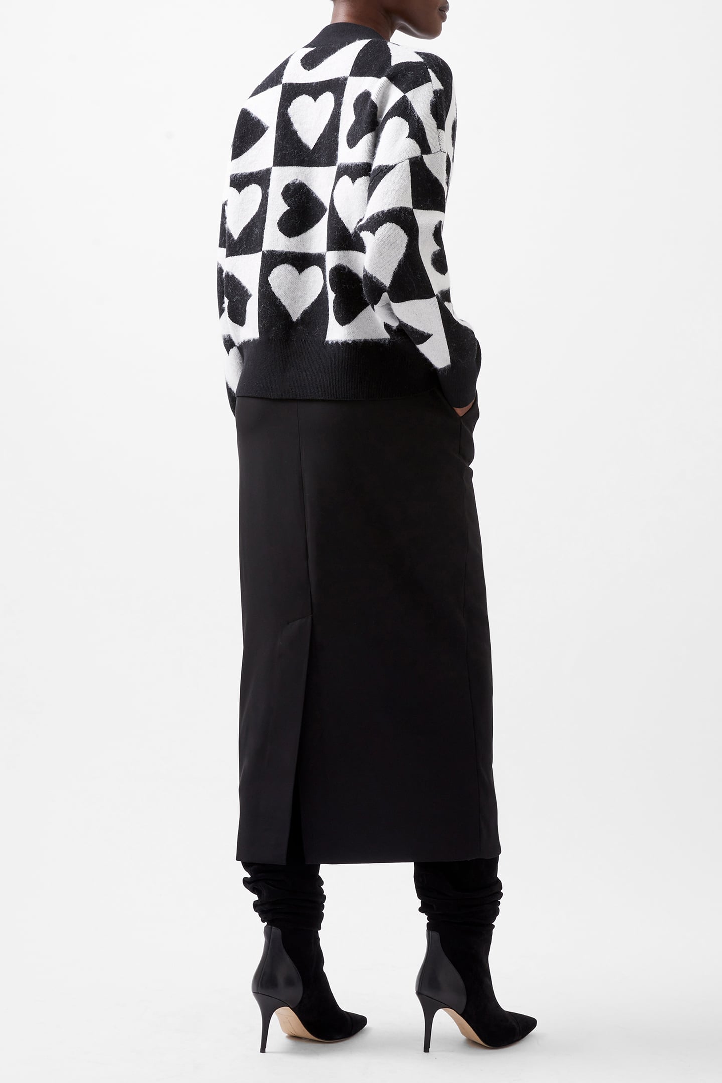 JULIANNA HEART CARDIGAN BLACKOUT/WINTERWHITE 2
