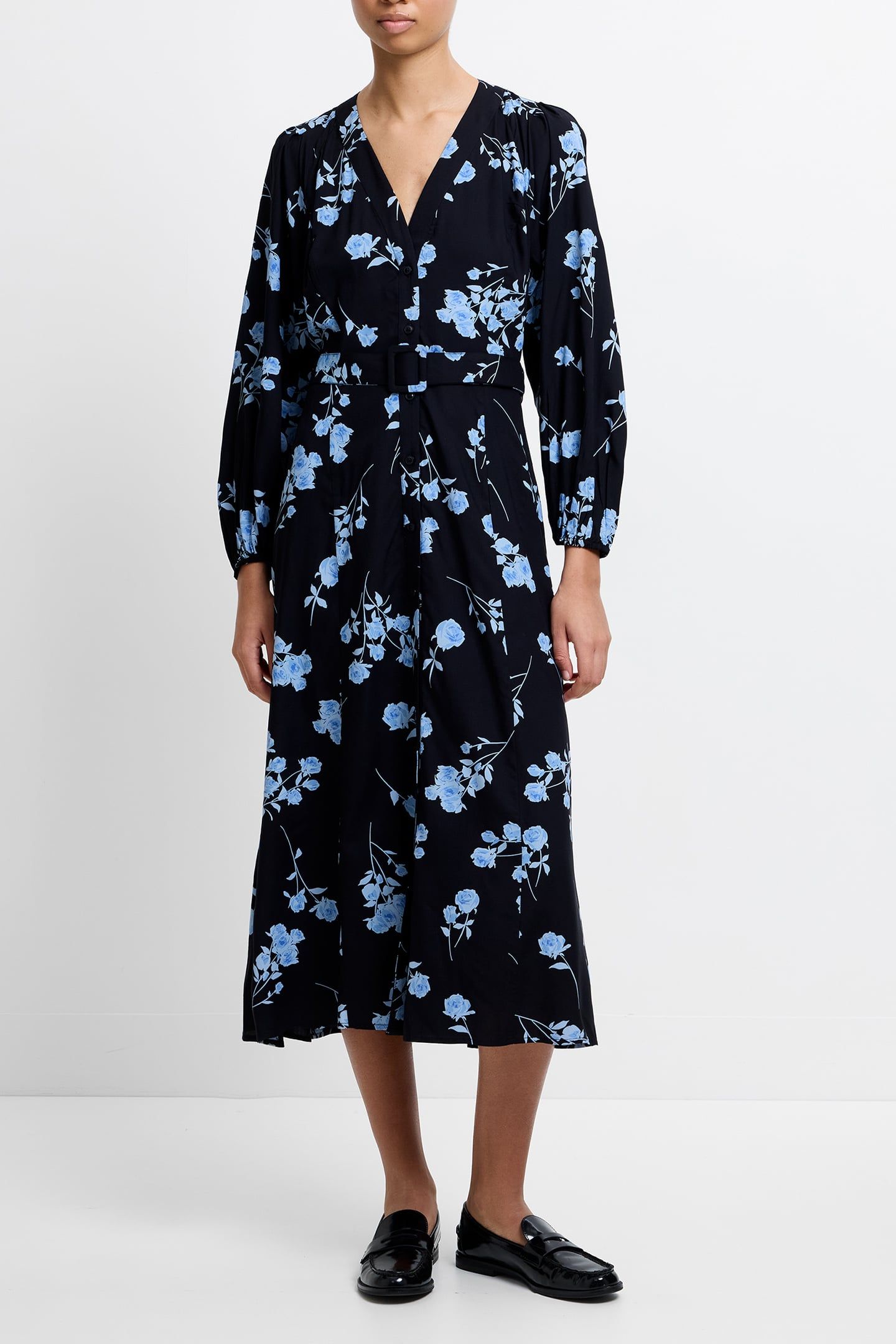 ALLESSANDRA BELT DRESS LS M BLACKOUT/BLUE 1