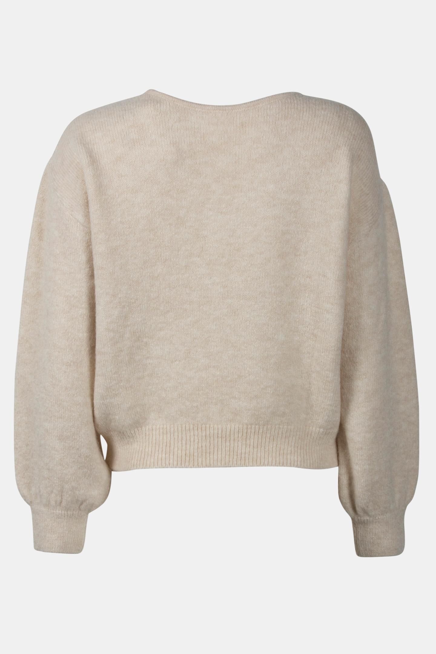 TZAR - IVORY KNIT SWEATER WITH LACE COLLAR, REVERSIBLE FRONT 5