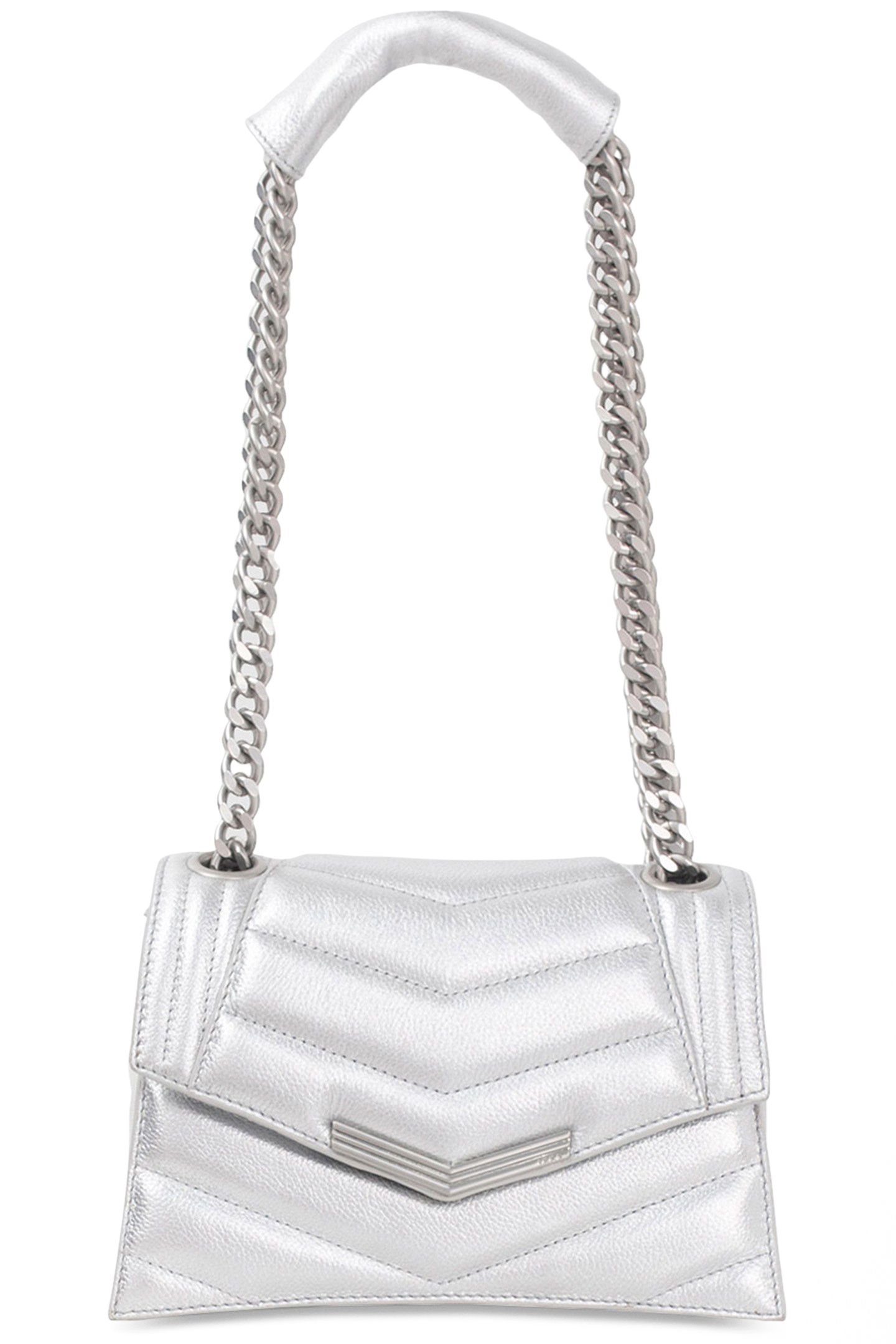 SILVER METALLIC LEATHER THE 1 GLITTER BAG SIZE S SILVER 1
