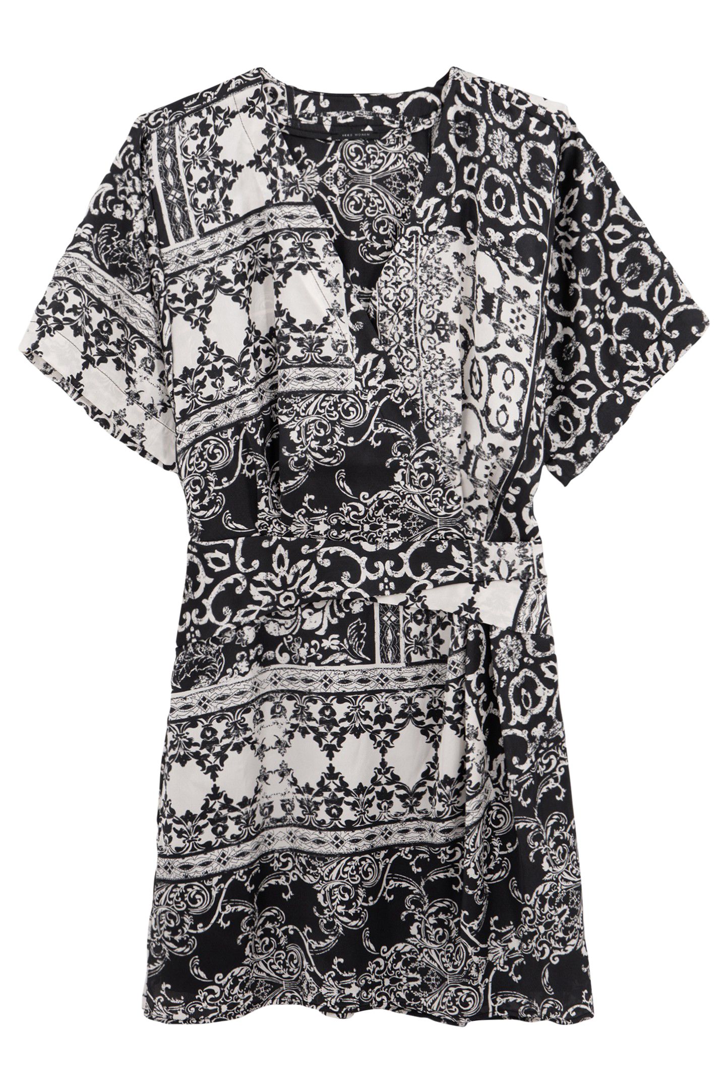 BLACK PATCHWORK SCARF DRESS BLACK 4