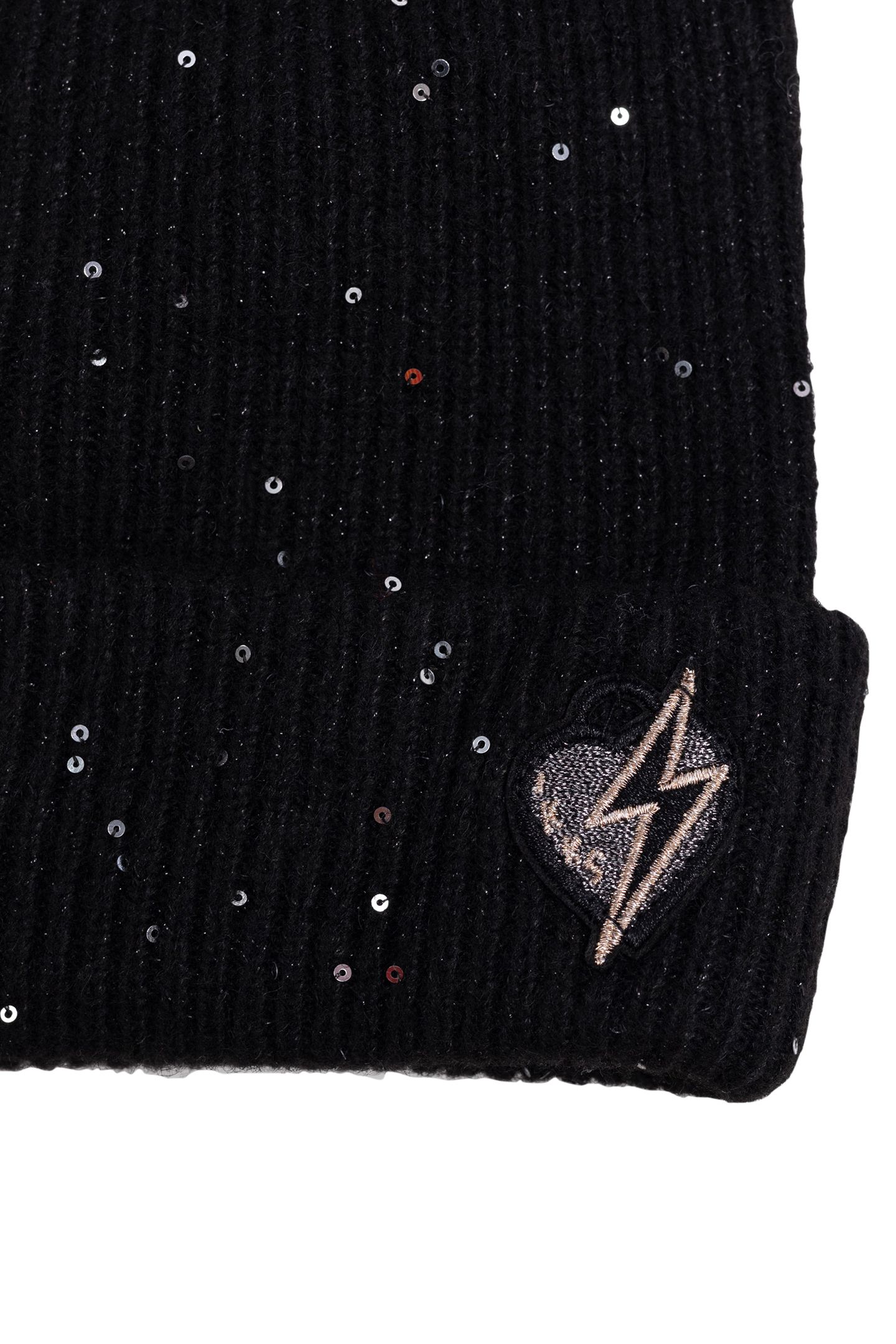 GIRL'S BLACK SEQUINED KNIT HAT 5
