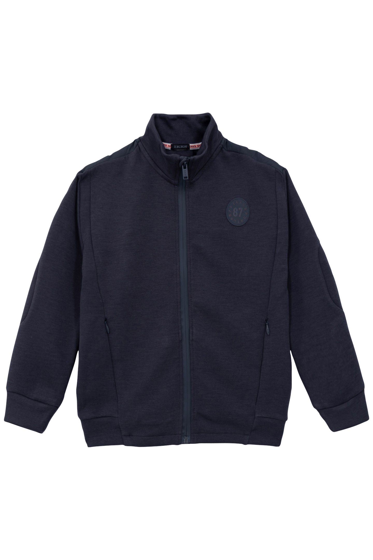 BOY'S GREY MIXED-FABRIC CARDIGAN WITH NYLON QUILTED BACK 1