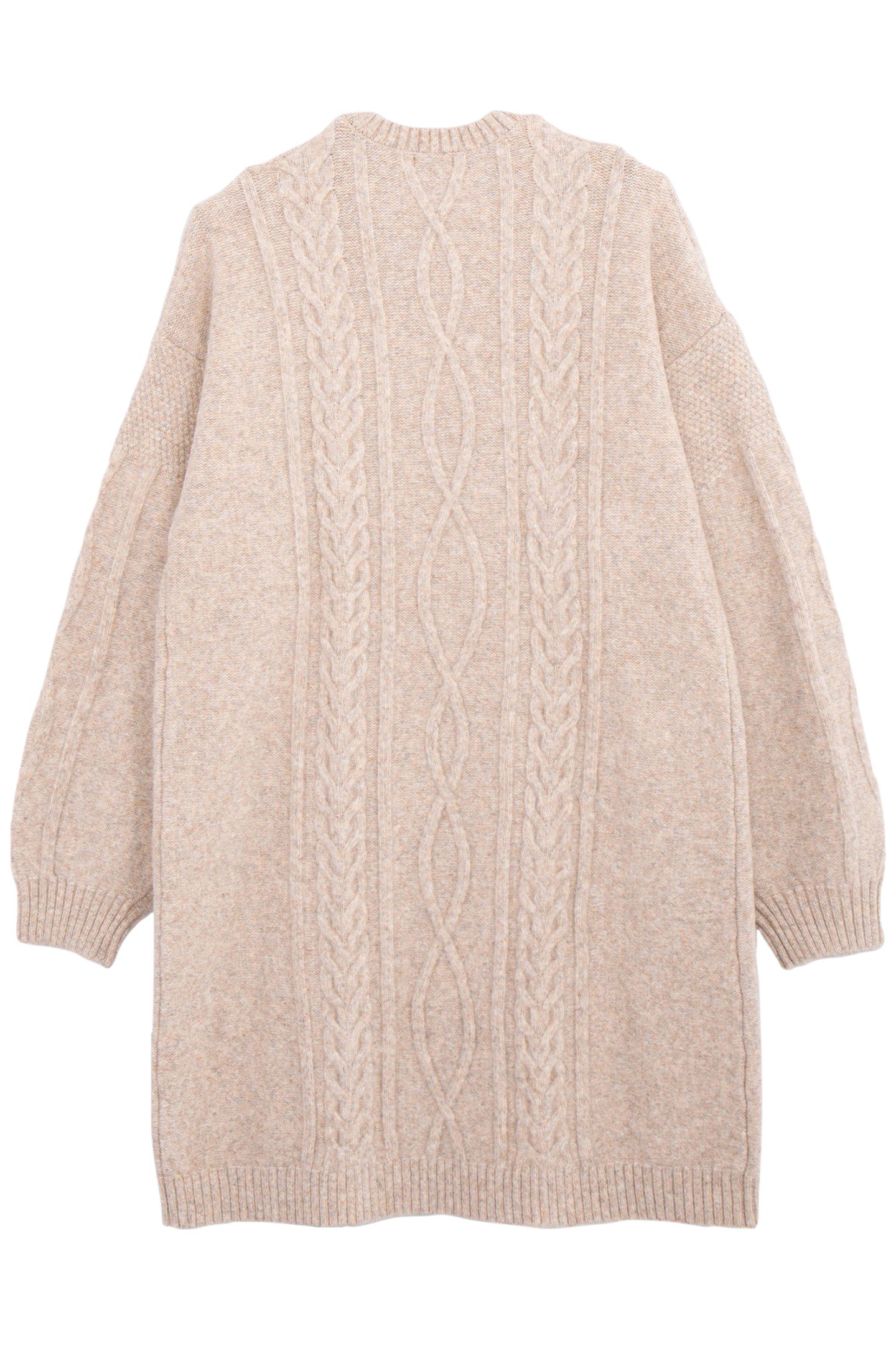GIRL'S BEIGE MOTTLED CABLE-KNIT DRESS 2
