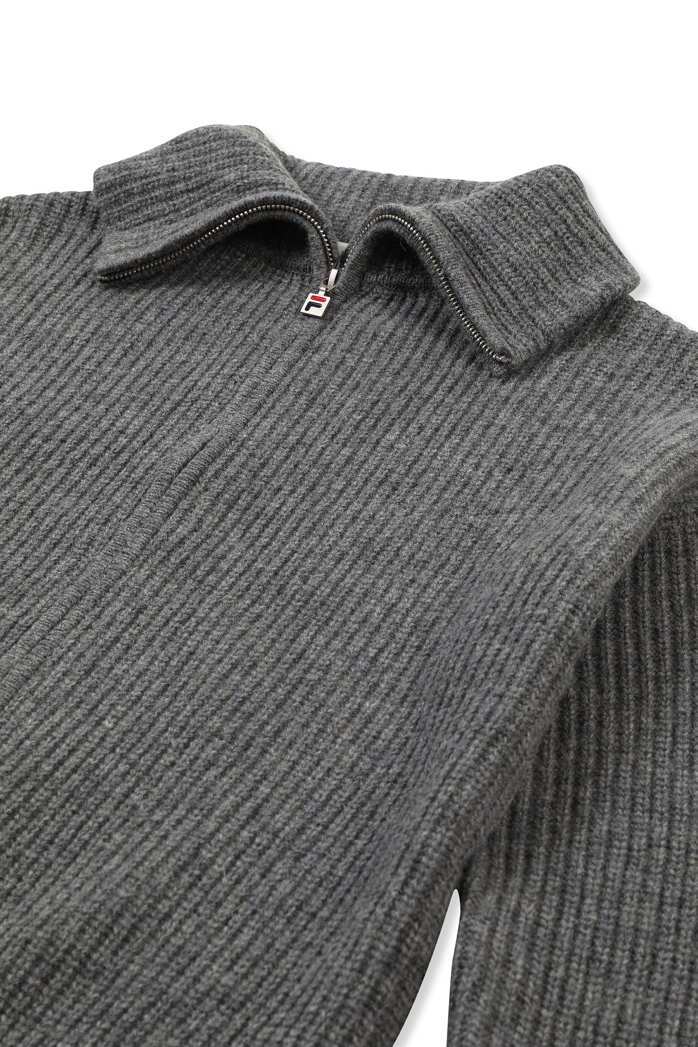 GIOVANNI RELAXED HIGH COLLAR FULL-ZIP KNIT SWEATER GREY MELA 7