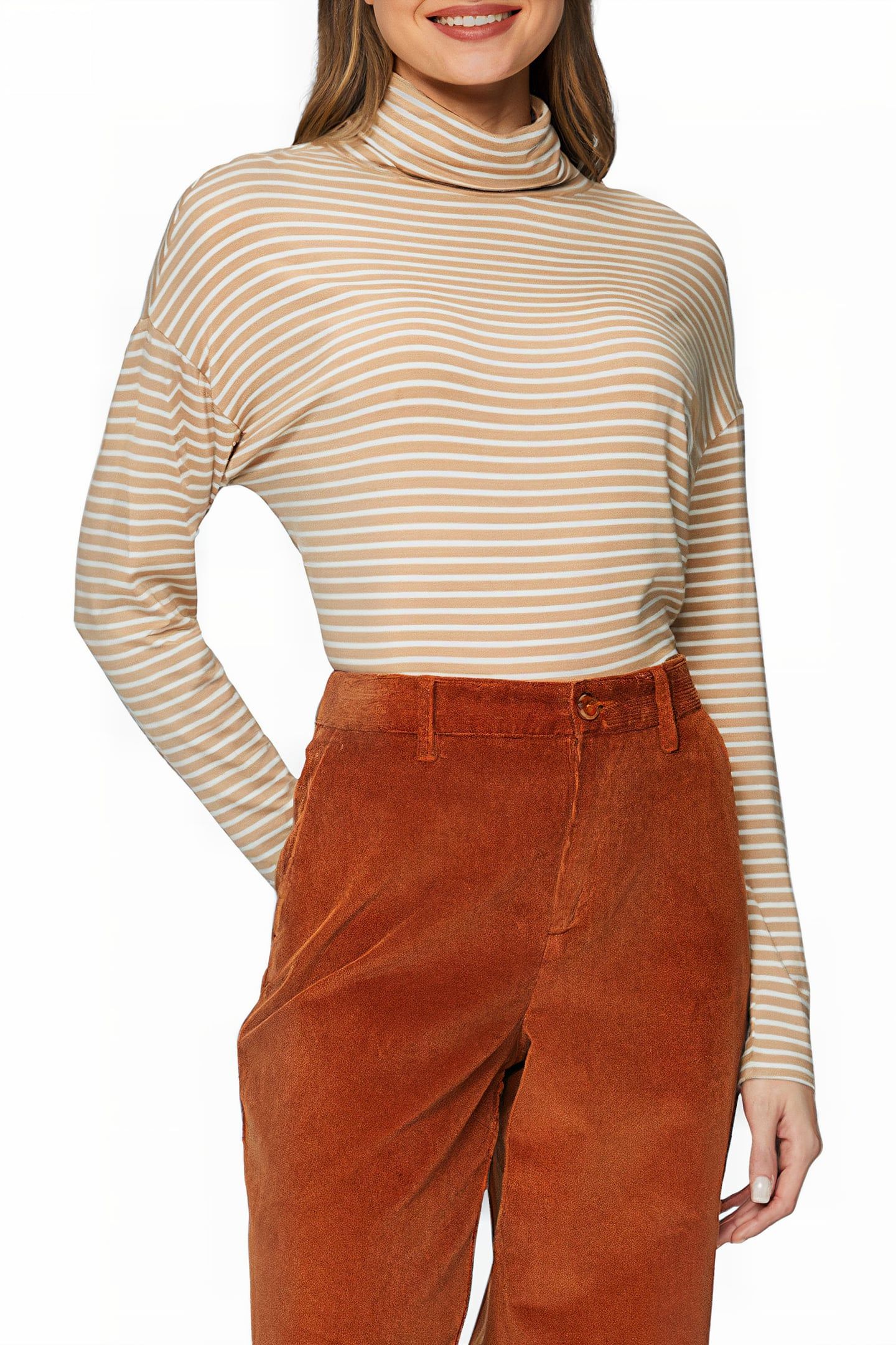 S.OLIVER T-SHIRTS BROWN BEIGE 1