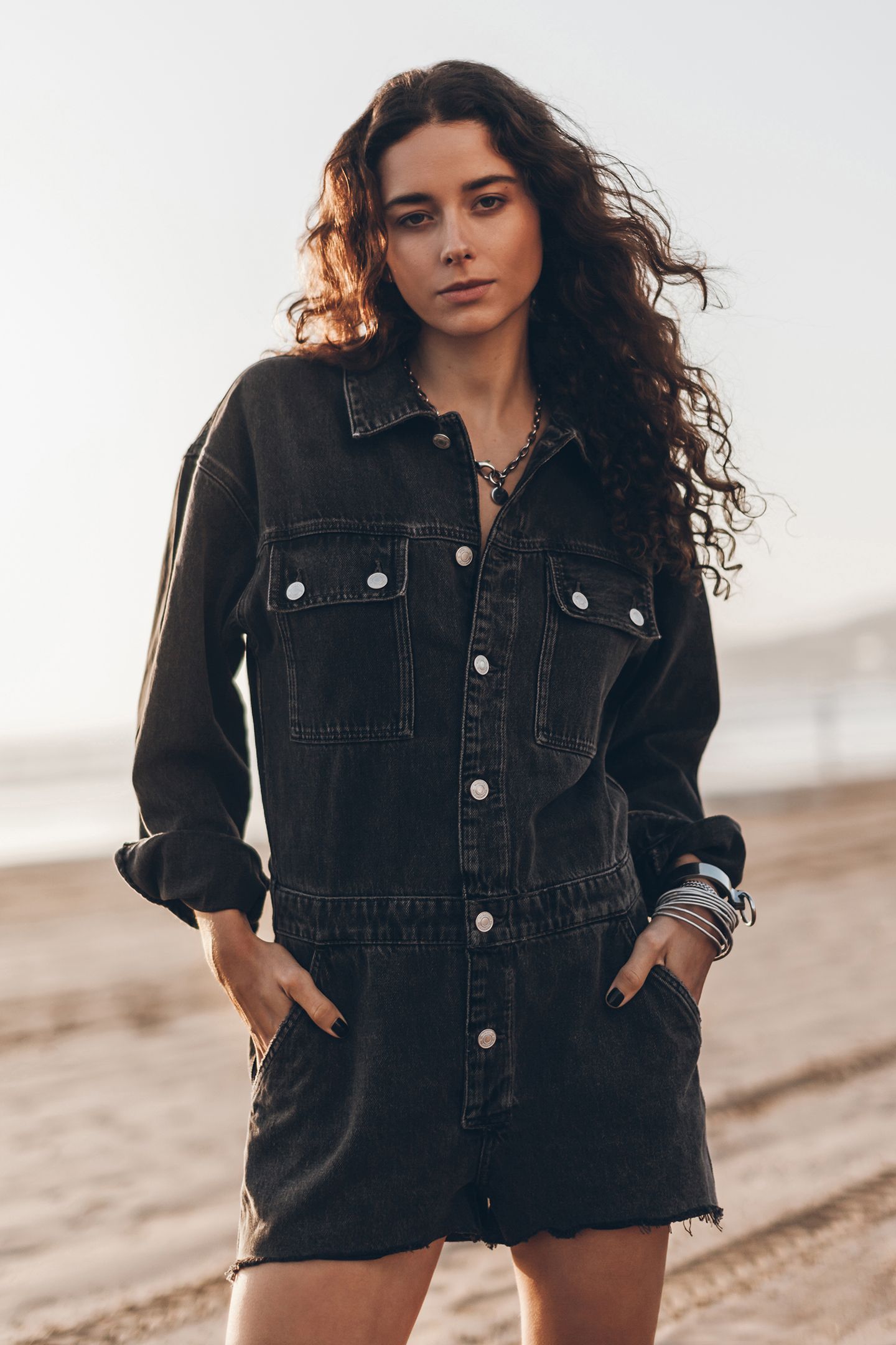 THE BLACK SHORT DENIM JUMPSUIT 1