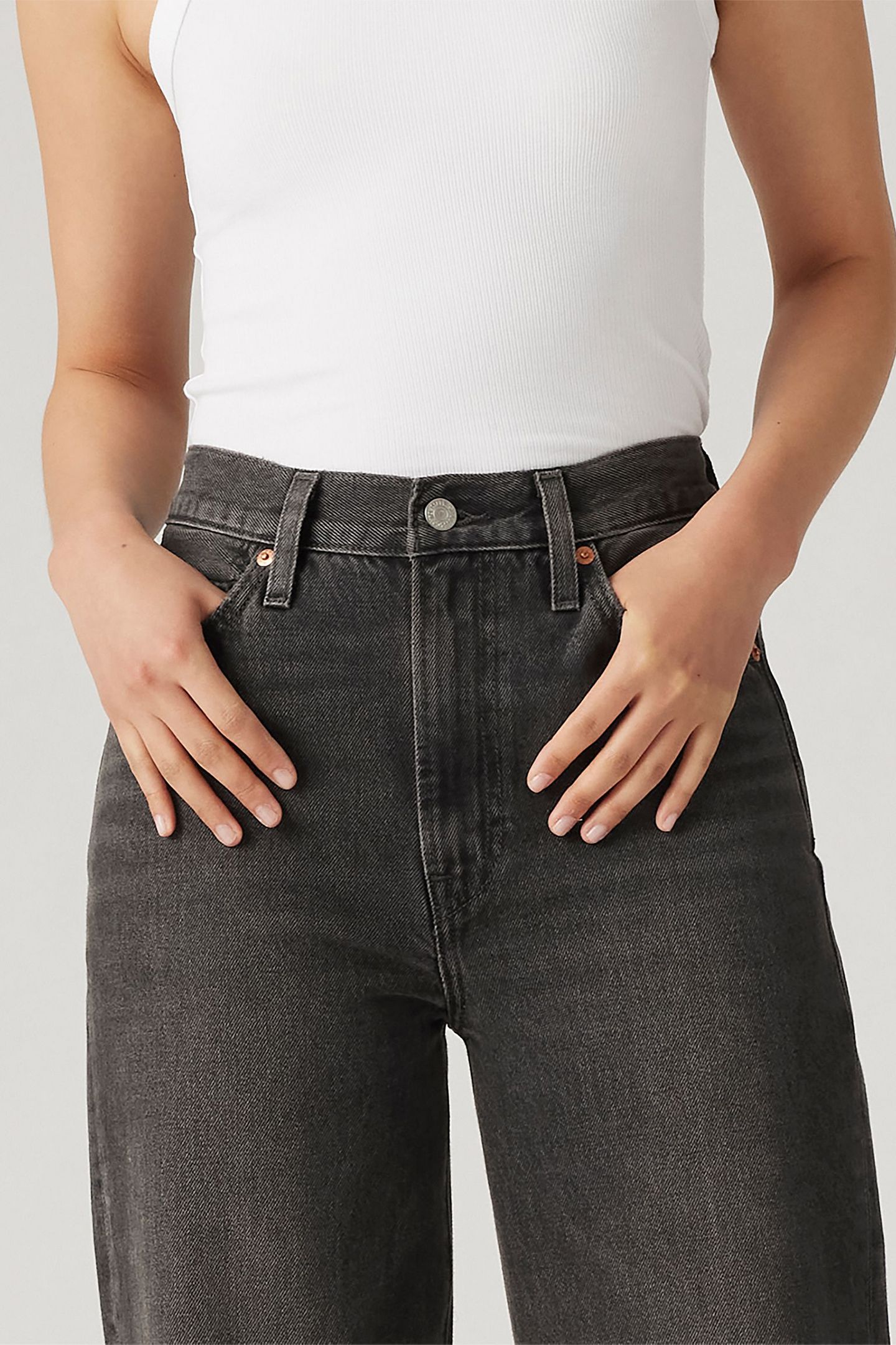 RIBCAGE WIDE LEG JEANS BLACK 8