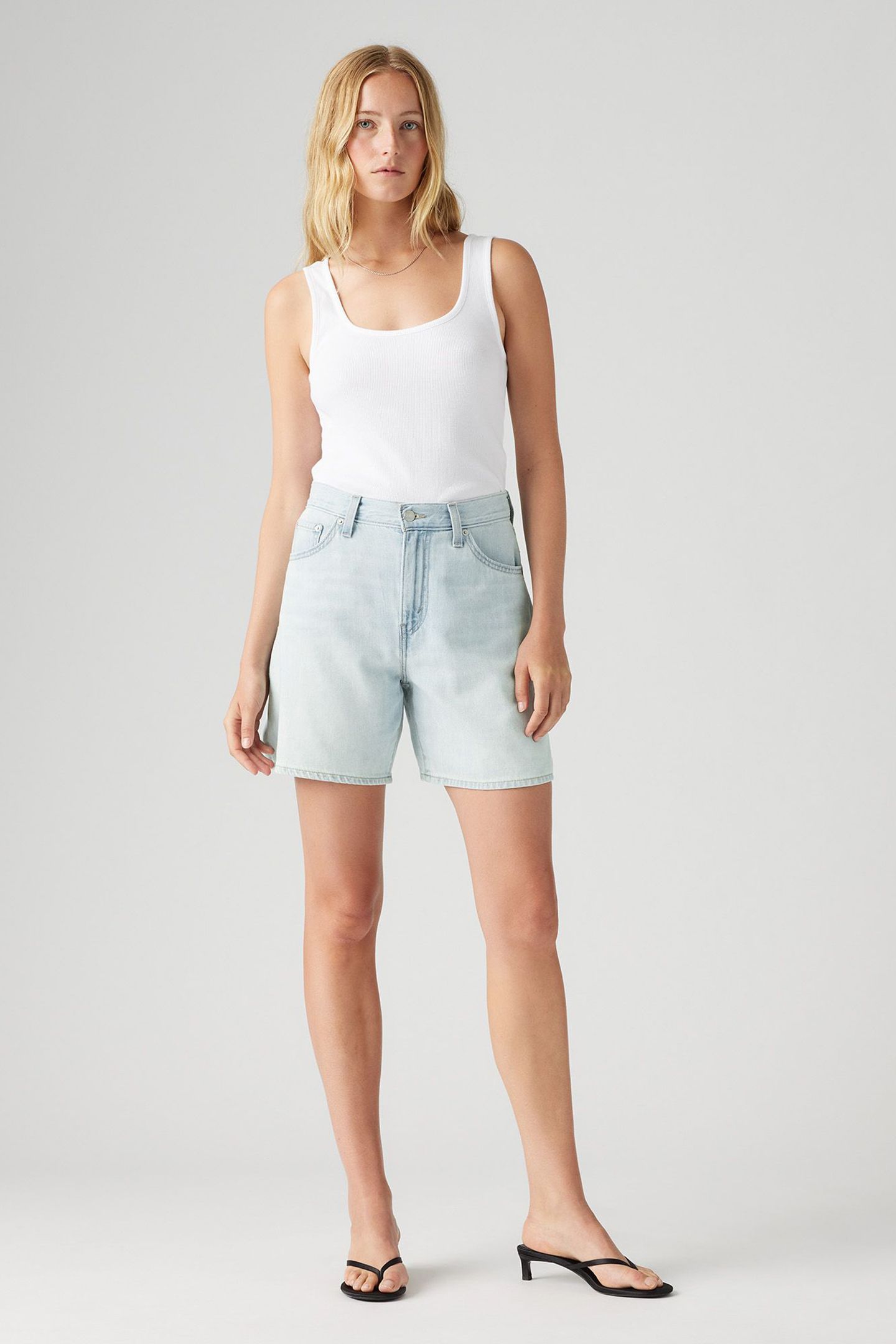 HIGH RISE BAGGY SHORTS LIGHT INDIGO 2