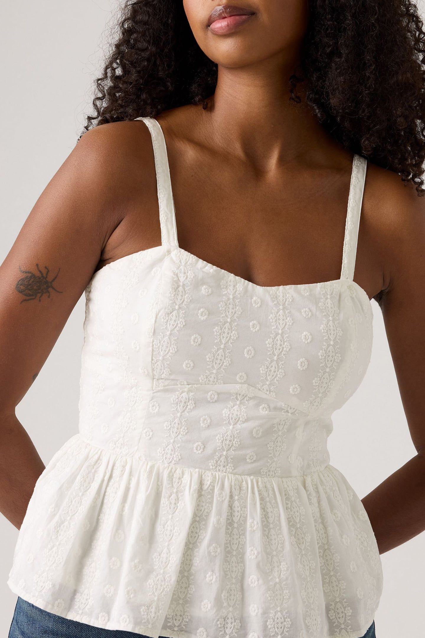LULA EYELET PEPLUM TANK TOP NEUTRAL 4