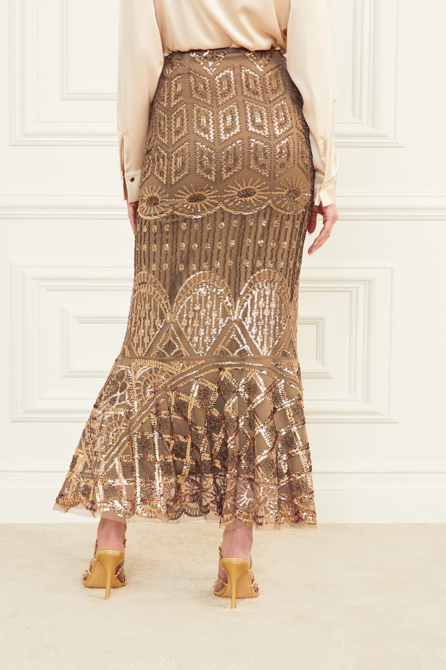 MARCIANO BY GUESS CRYSTALS EMBROIDERED BRONZE GOLD CRYSTAL 2