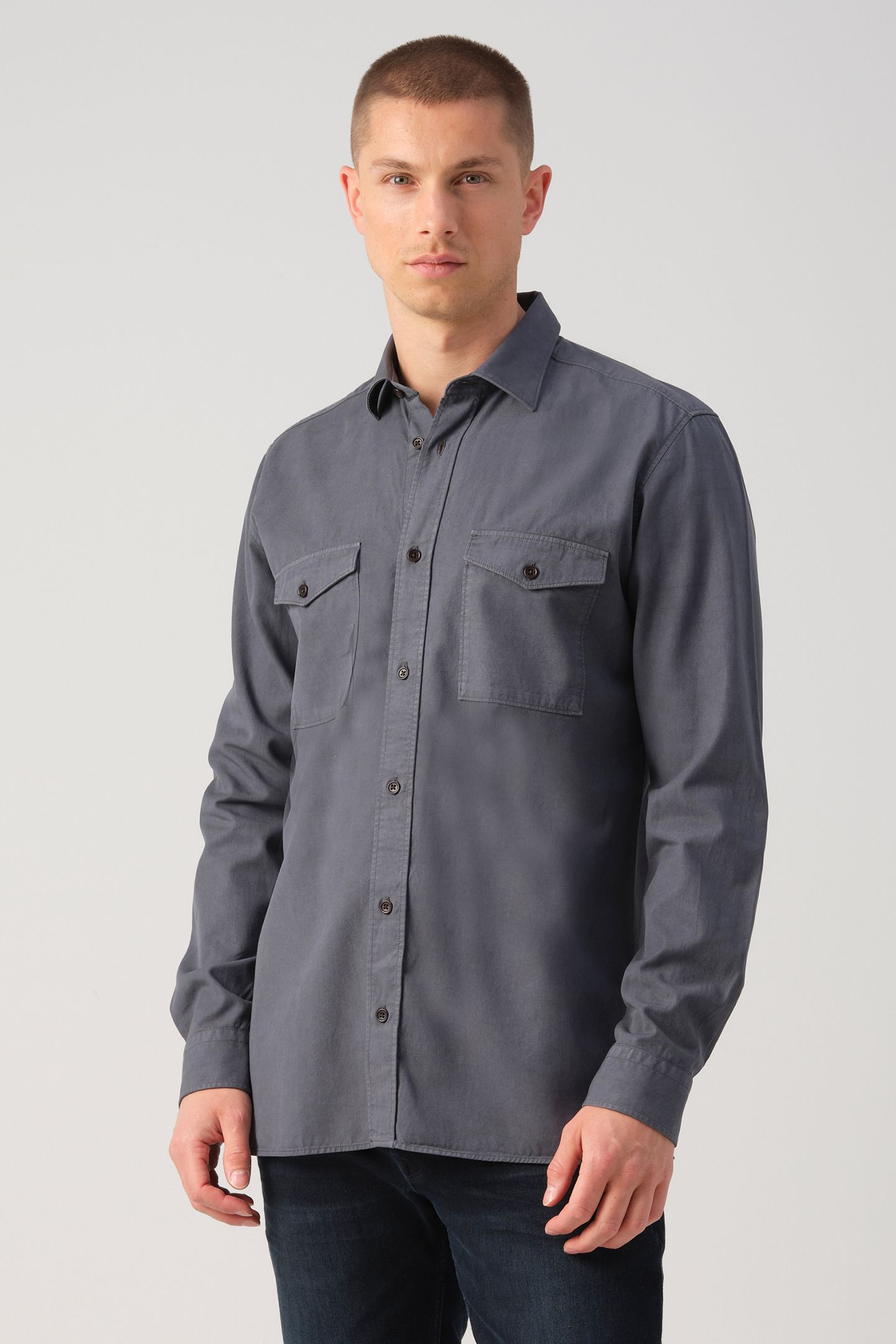 J.C. RAGS RHILEY CASUAL OVERHEMD LANGE MOUW OMBRE BLUE 1