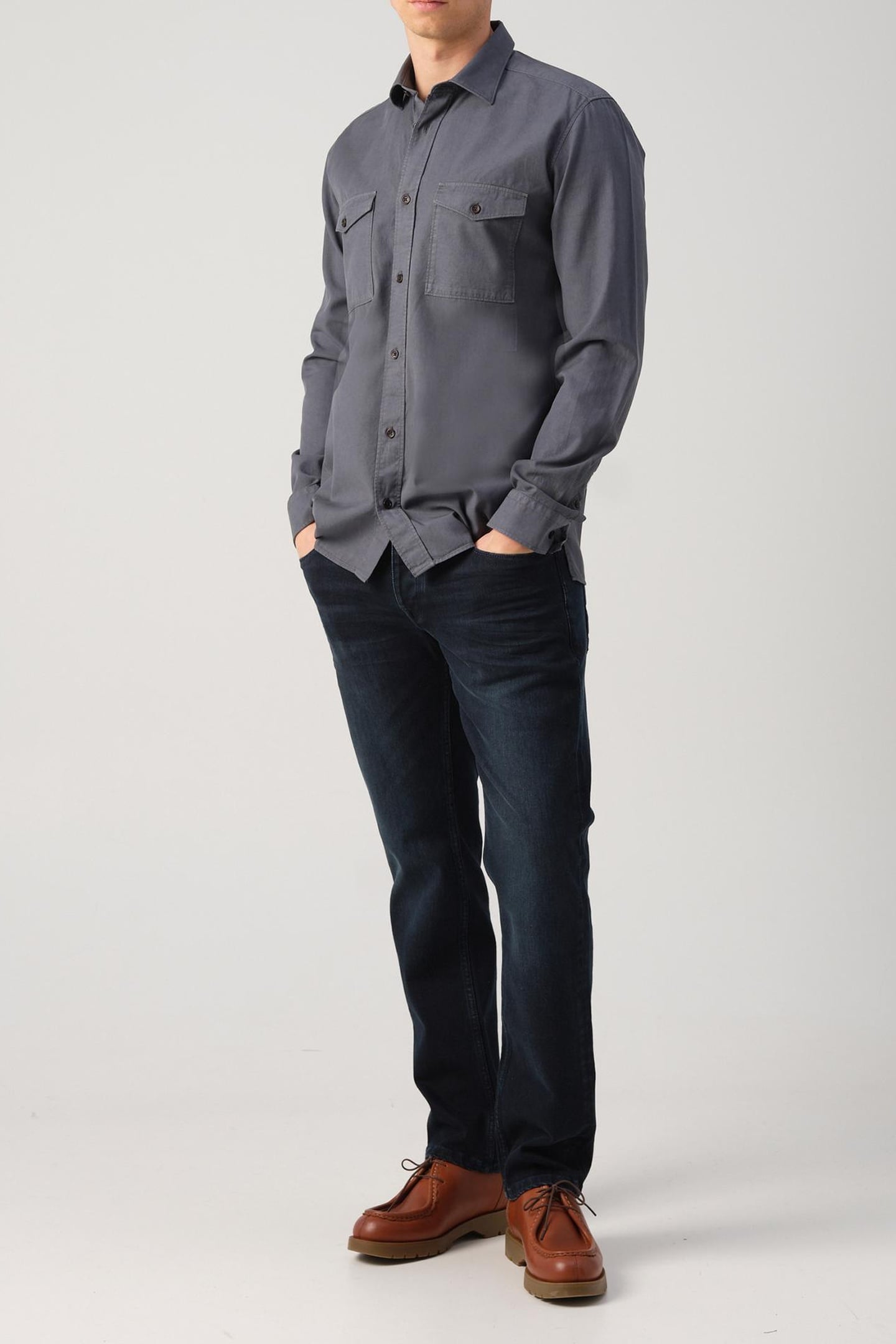 J.C. RAGS RHILEY CASUAL OVERHEMD LANGE MOUW OMBRE BLUE 3