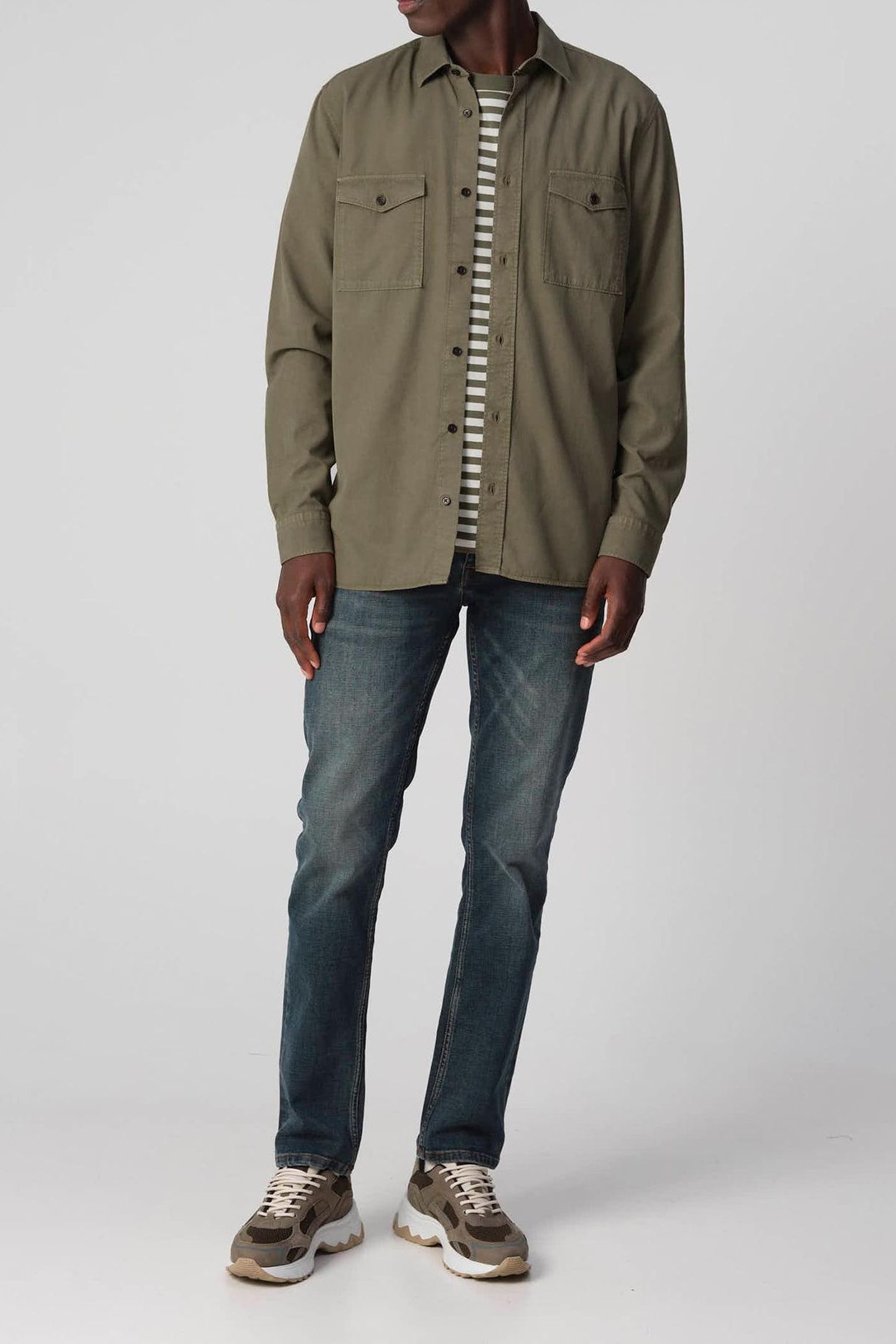 J.C. RAGS RHILEY CASUAL OVERHEMD LANGE MOUW OLIVE NIGHT 3