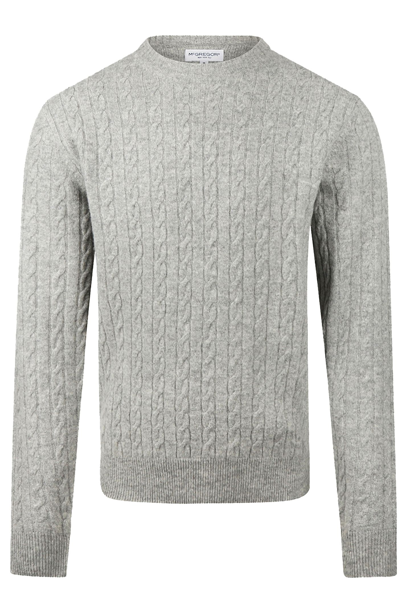CABLE CREW NECK SWEATER MEDIUM GREY MELANGE 4