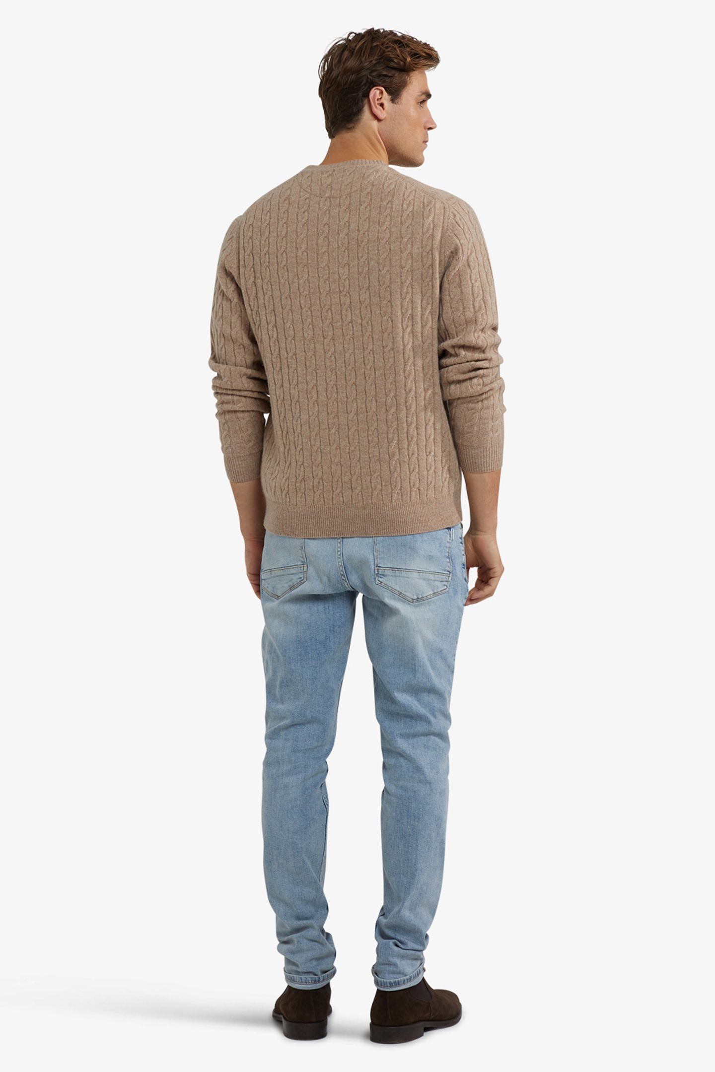 CABLE CREW NECK SWEATER SAND 3
