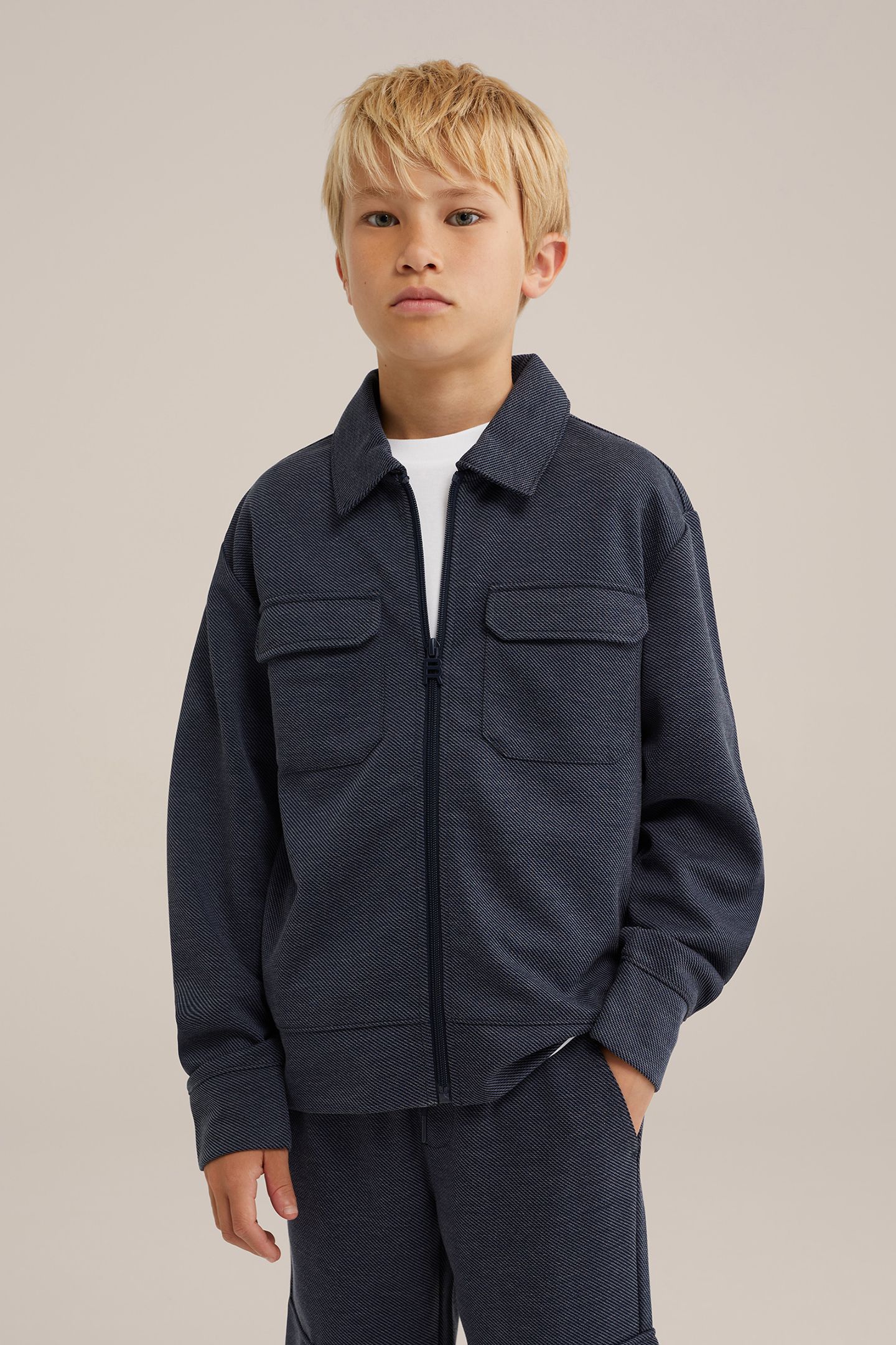 CARDIGAN WITH ZIPPER NAVY BLUE 1