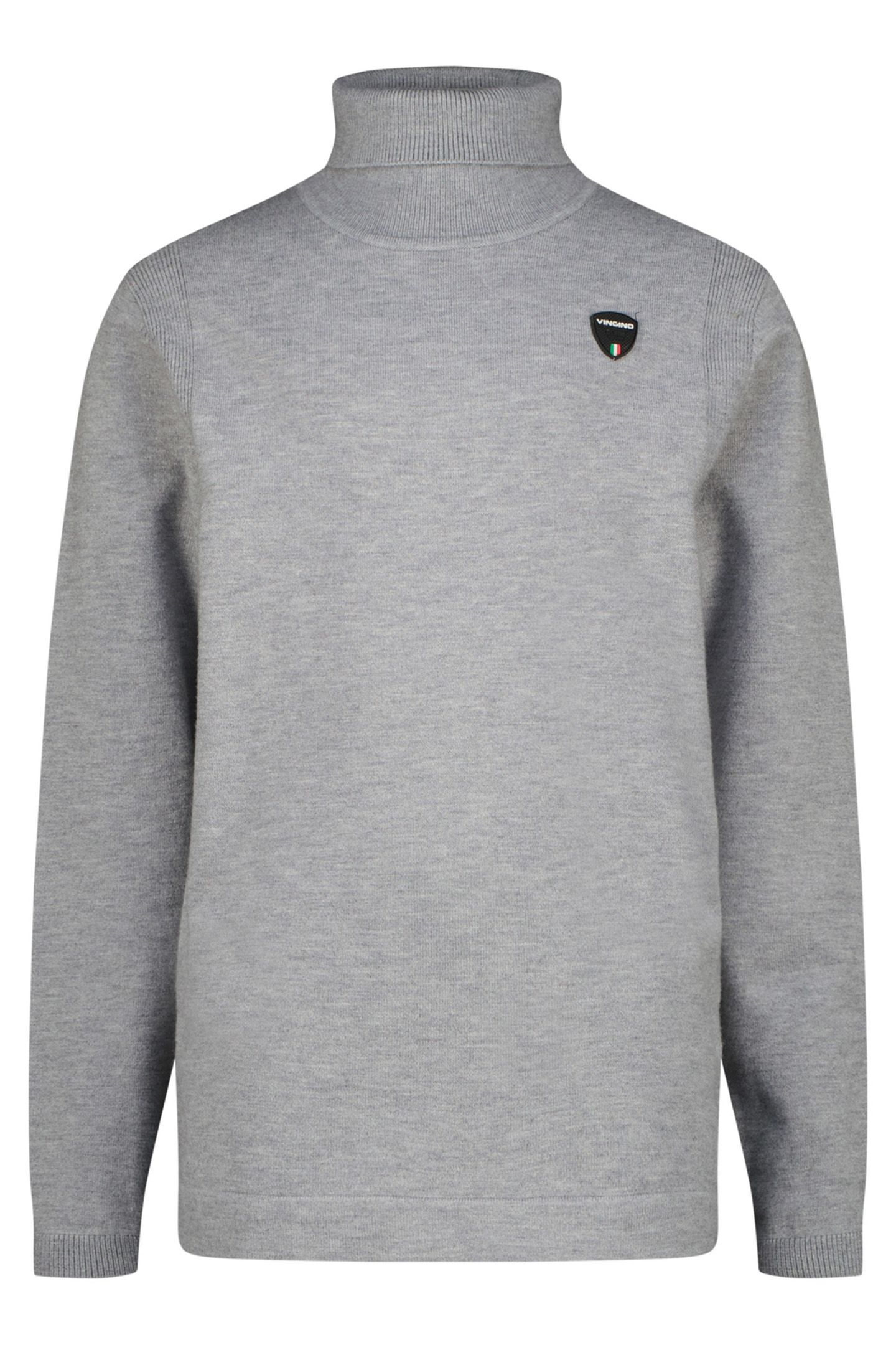 BOYS KNIT-TURTLENECK FLAT KNIT LIGHT GREY MELEE 1