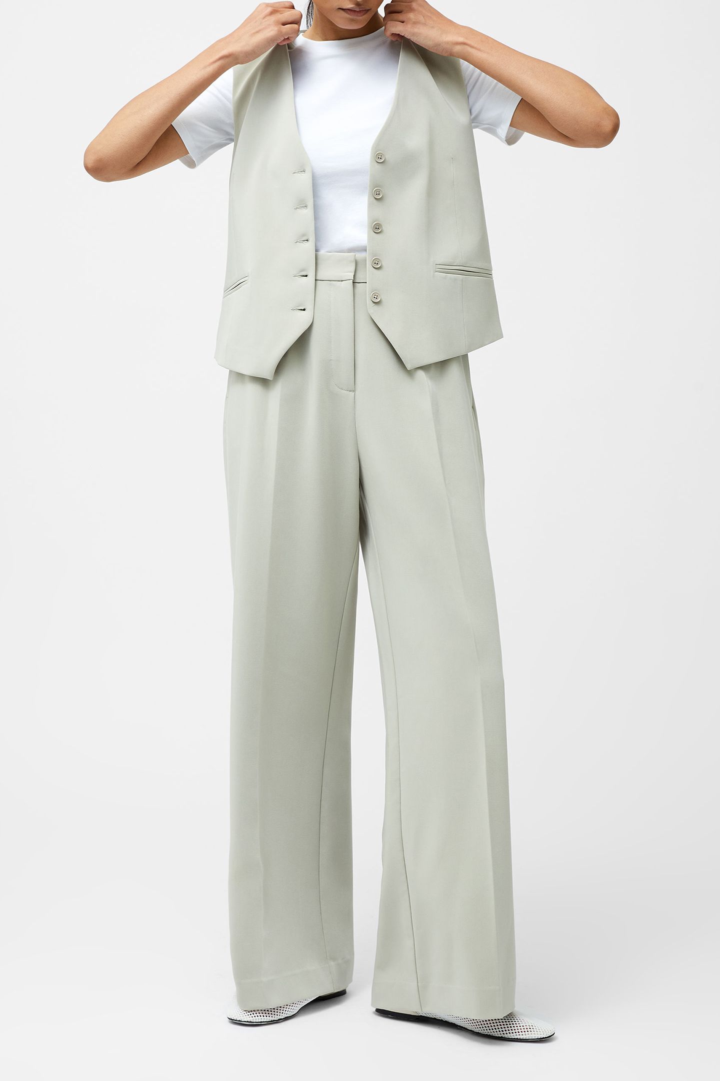 ANGIE SUITING WIDE LEG TRSR PISTACHIO GREEN 2