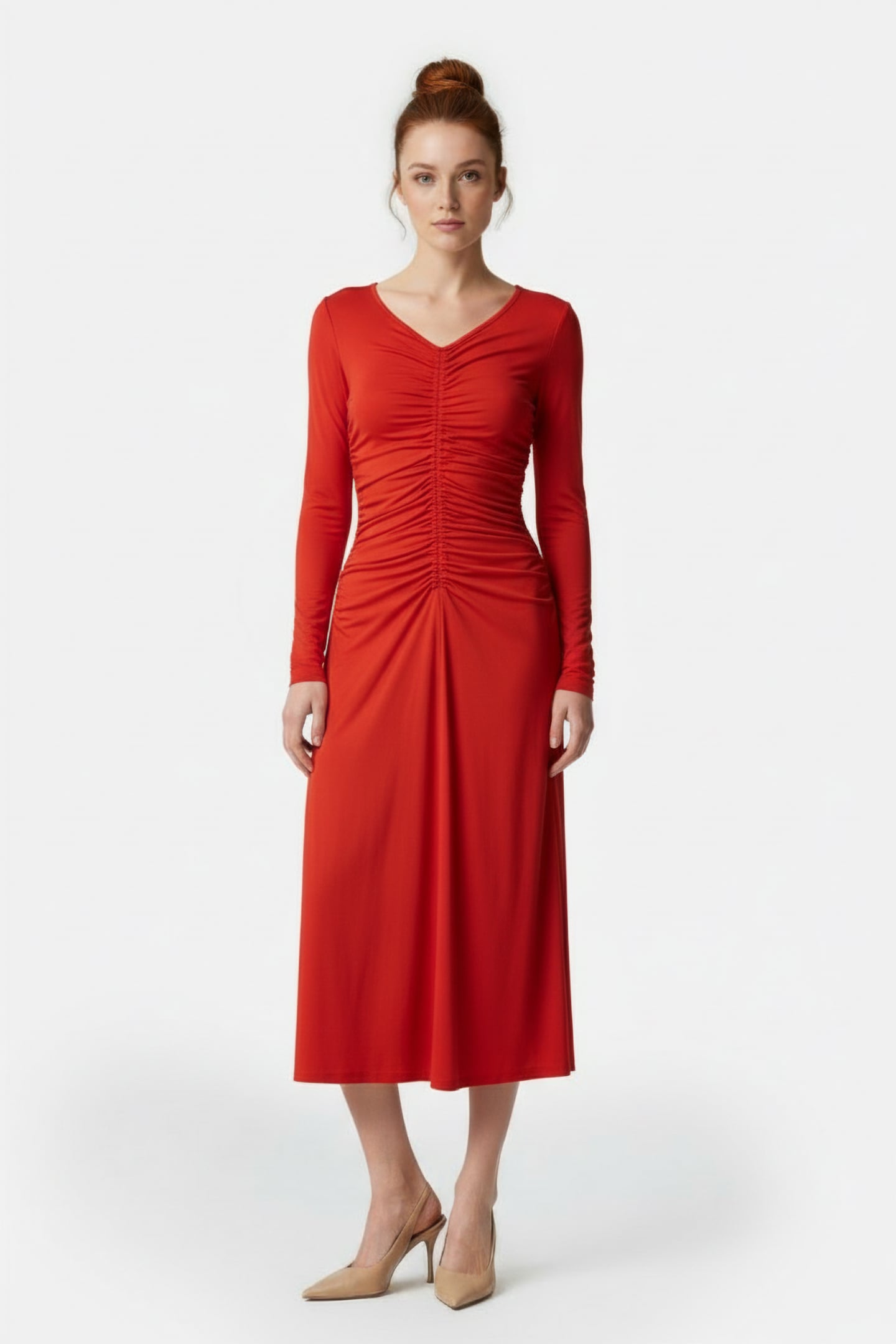 LS CF RUCH MIDI DRESS BRT TRRACTTA 1