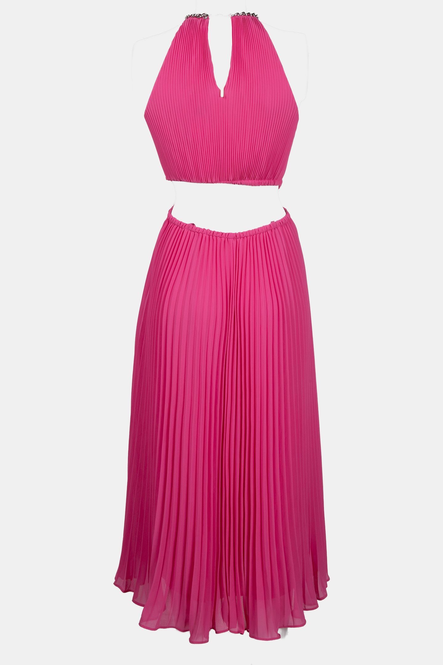 PLEATED CUTOUT DRESS CERISE 5