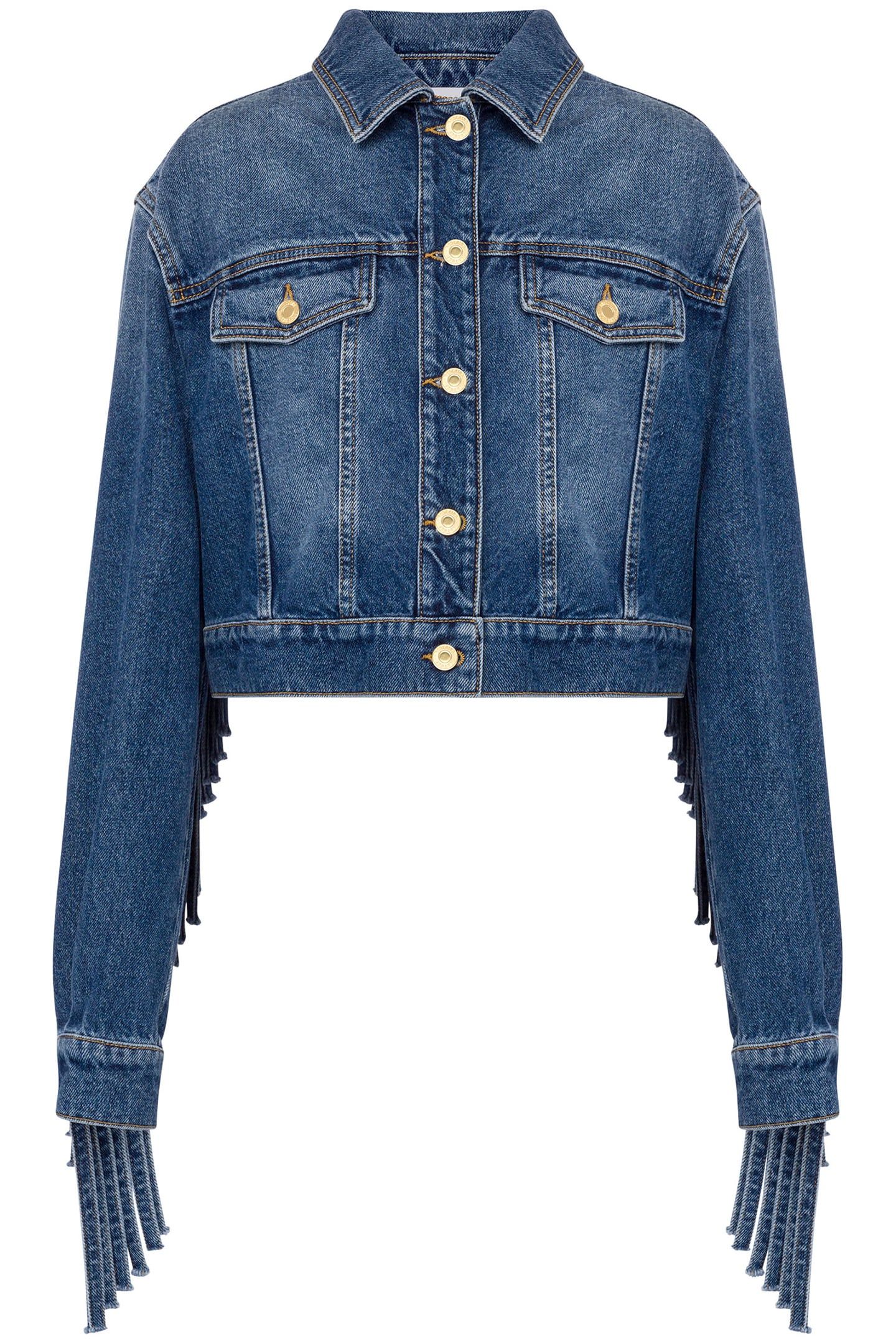 CROPPED JACKET WITH FRINGES BLUE 3