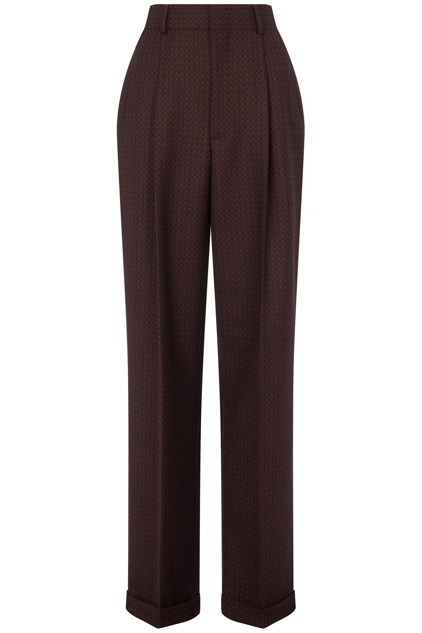 PEACE JACQUARD WOOL TROUSERS BROWN 3