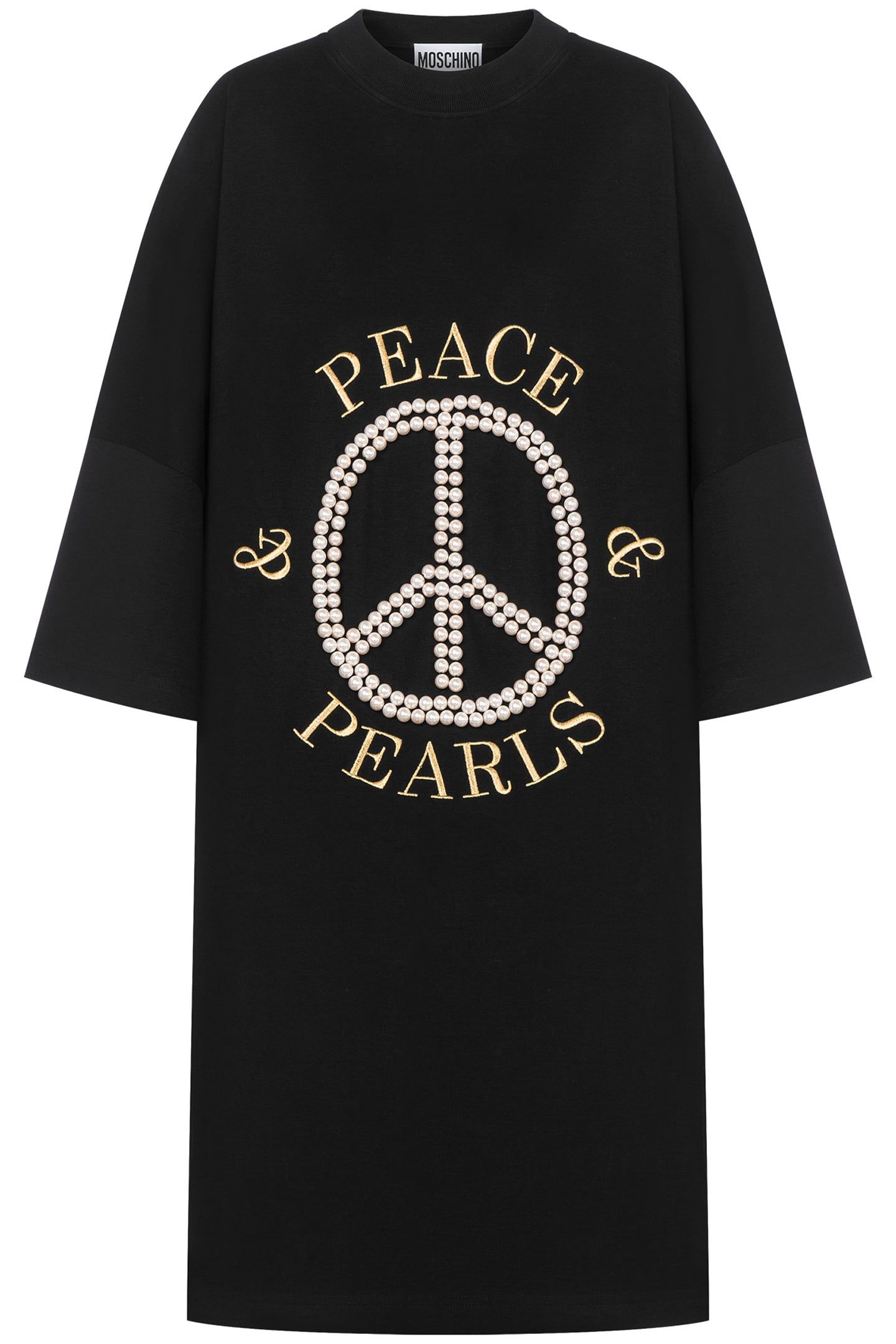 PEACE & PEARLS COTTON INTERLOCK DRESS BLACK 3