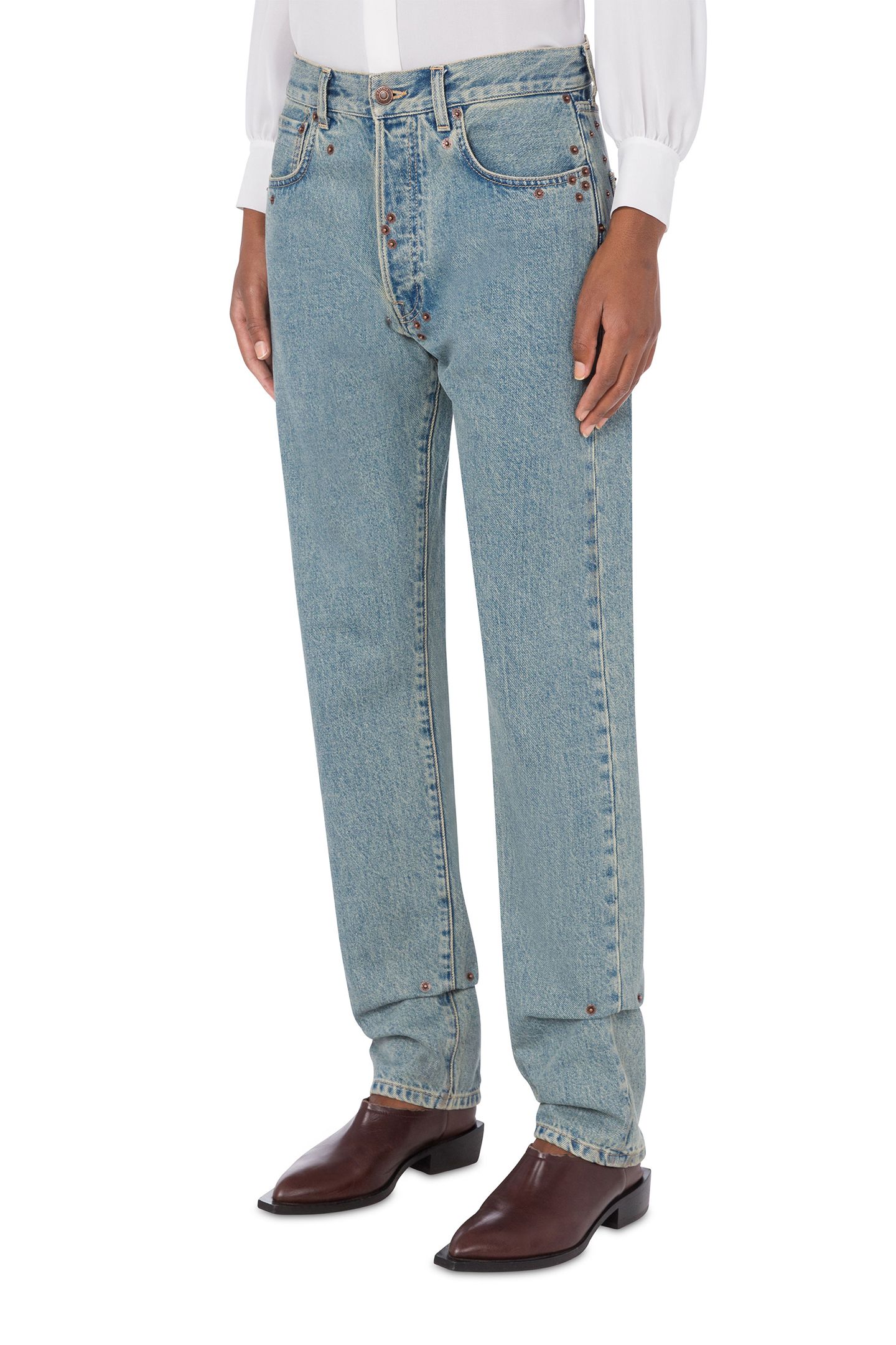BLUE COTTON DENIM TROUSERS BLUE 1
