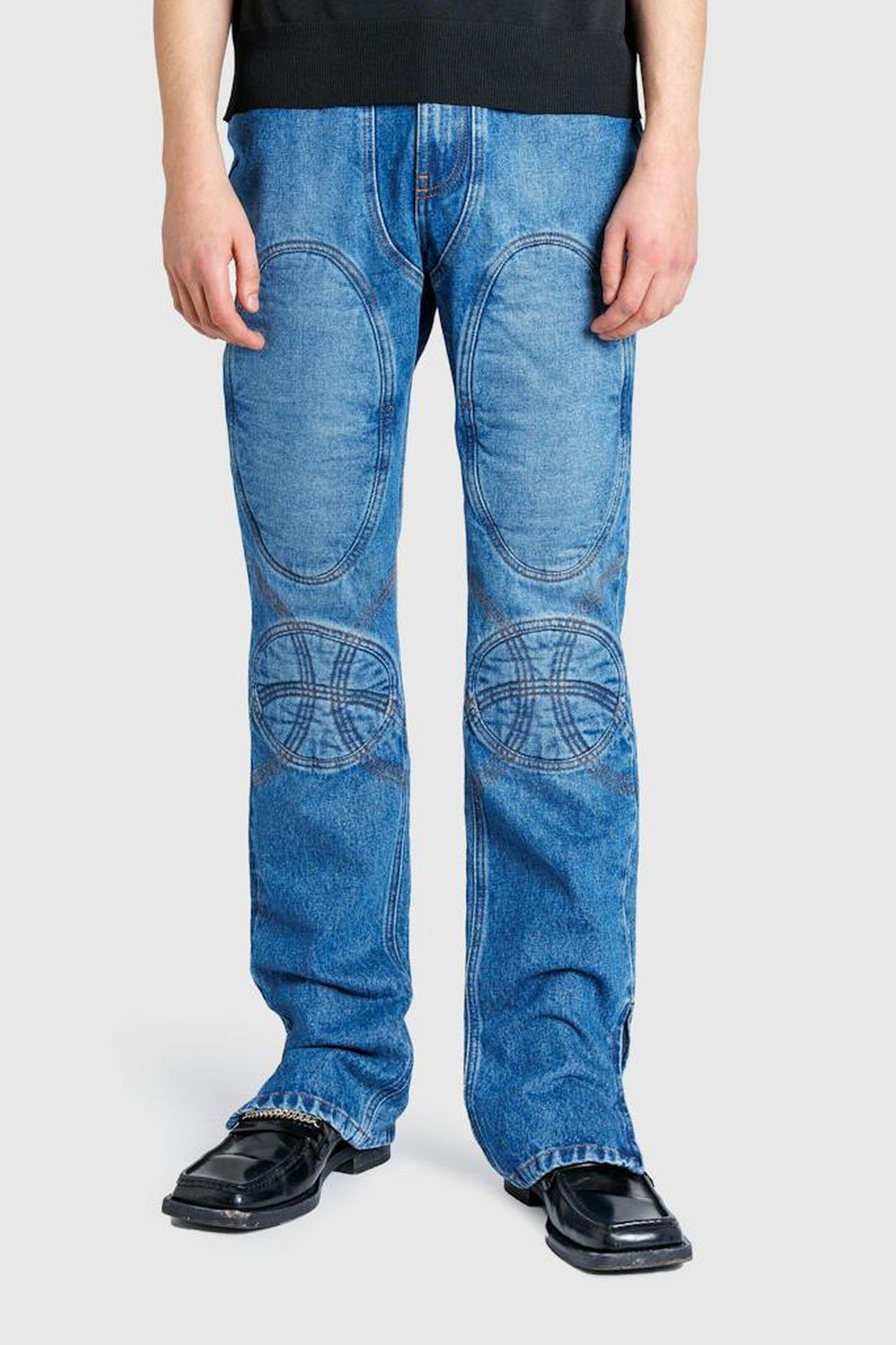 JEAN PAUL GAULTIER – KNEE-BONDED LACE DENIM JEANS 1