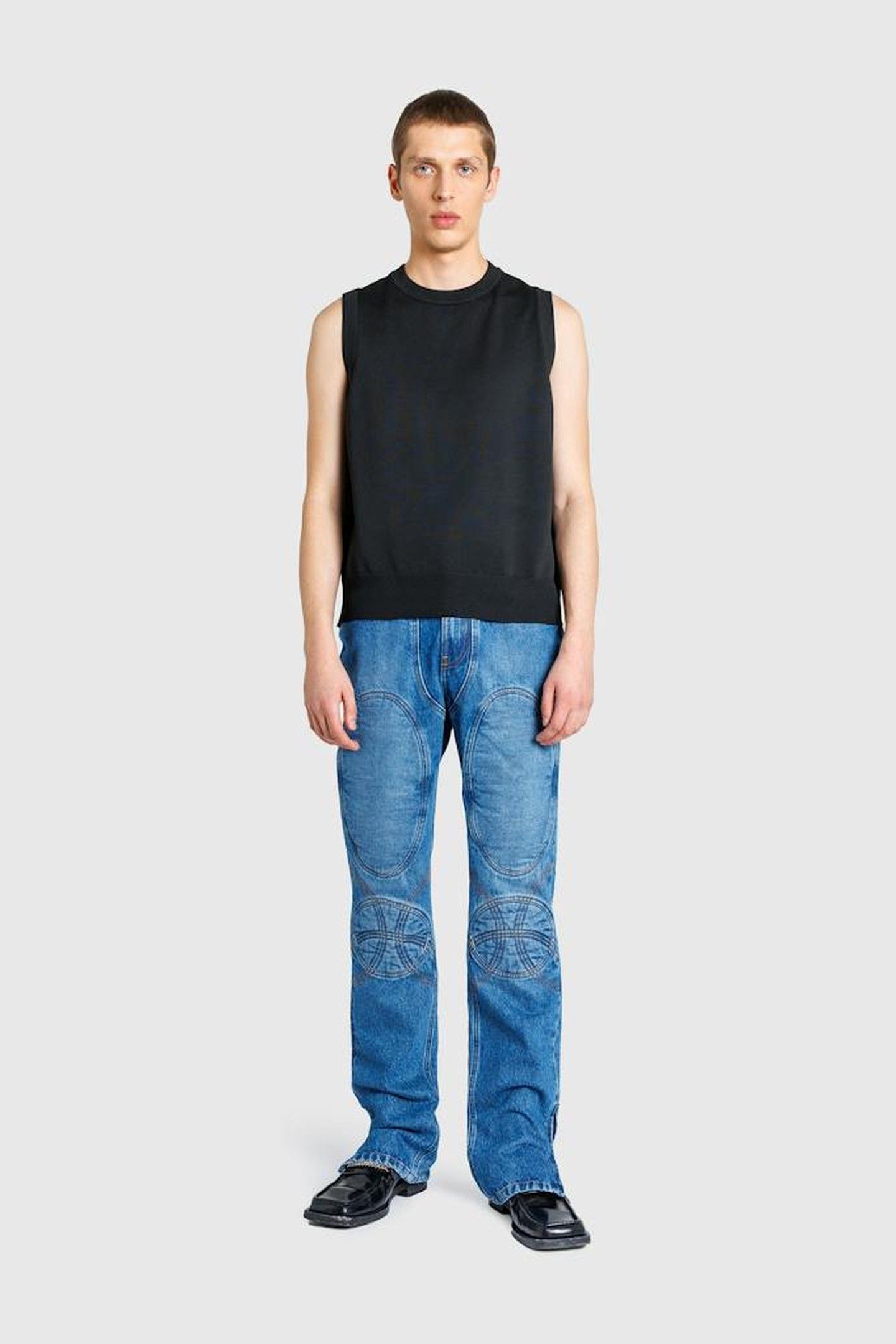 JEAN PAUL GAULTIER – KNEE-BONDED LACE DENIM JEANS 2