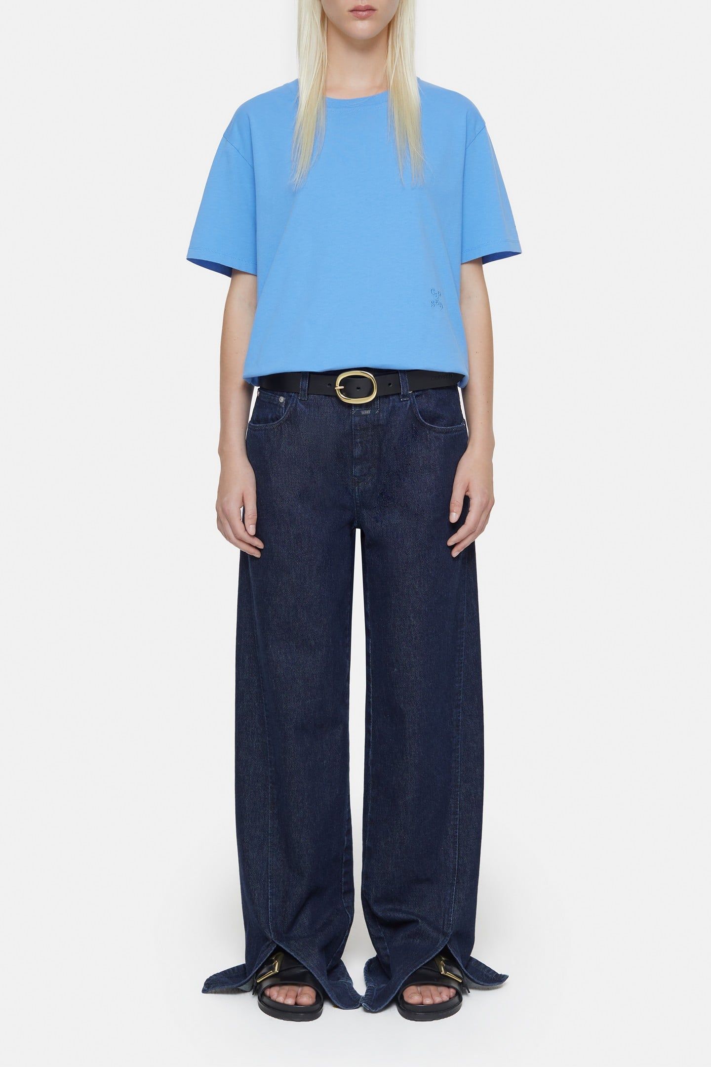 CREW NECK SHORT SLEEVE T-SHIRTS CHAMBRAY BLUE 1