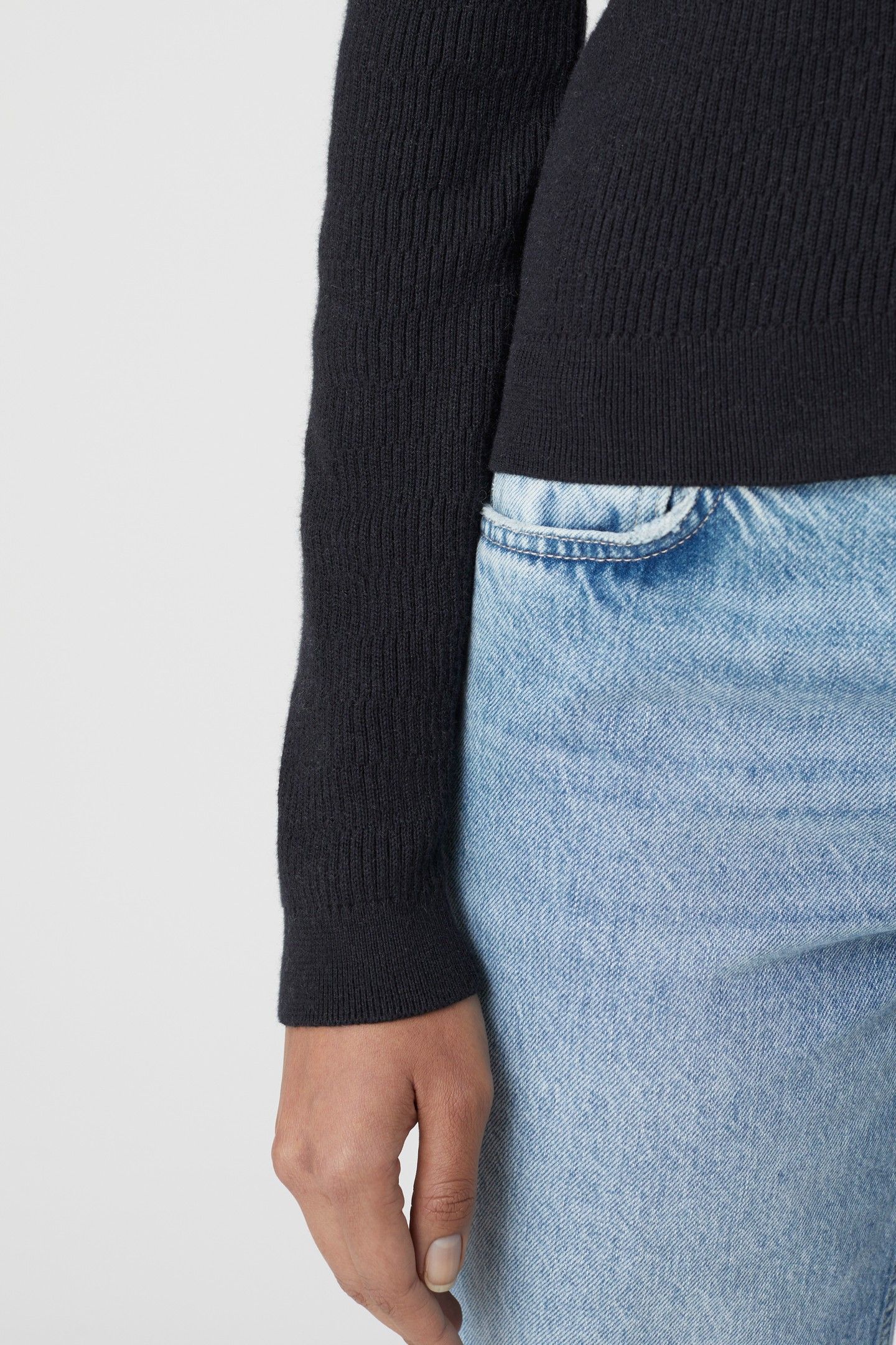 CROPPED CARDIGAN LONG SLEEVE KNITS BLACK 10