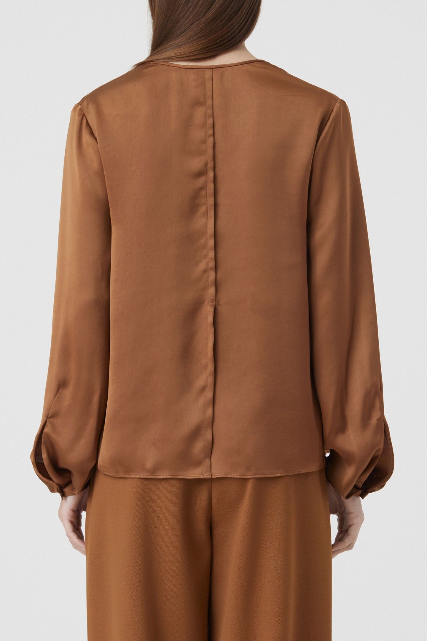 SILK LONG BLOUSE SHIRT AUBURN 3