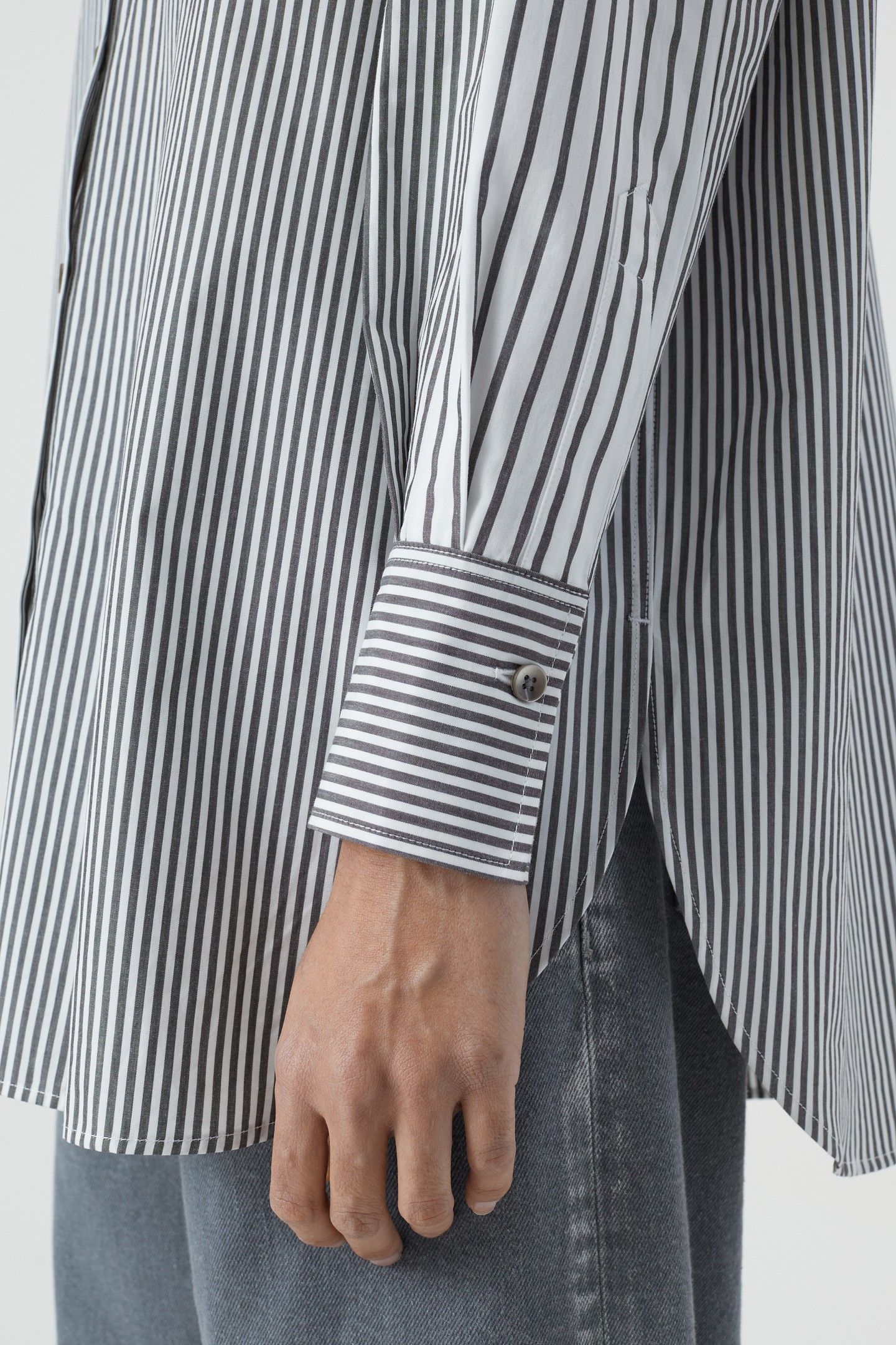 CHESTPOCKET LONG SLEEVE BLOUSE SHIRT CHARCOAL 6