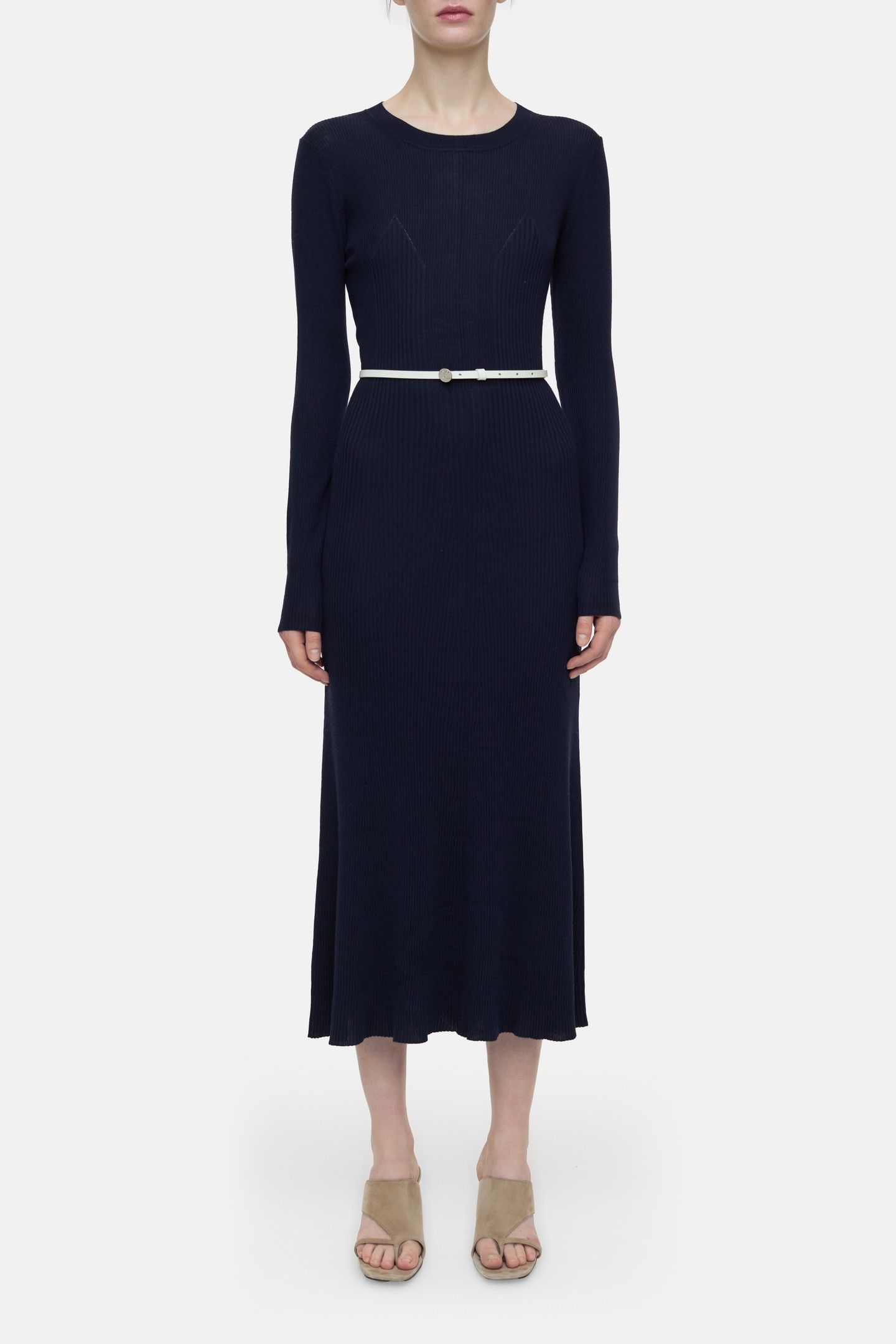 CREW NECK LONG SLEEVES DRESSES DARK NIGHT 1