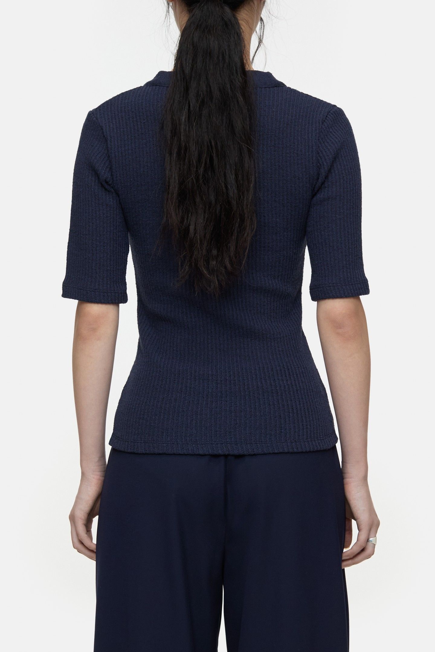 HALF PLACKET V NECK T-SHIRTS DARK NIGHT 3