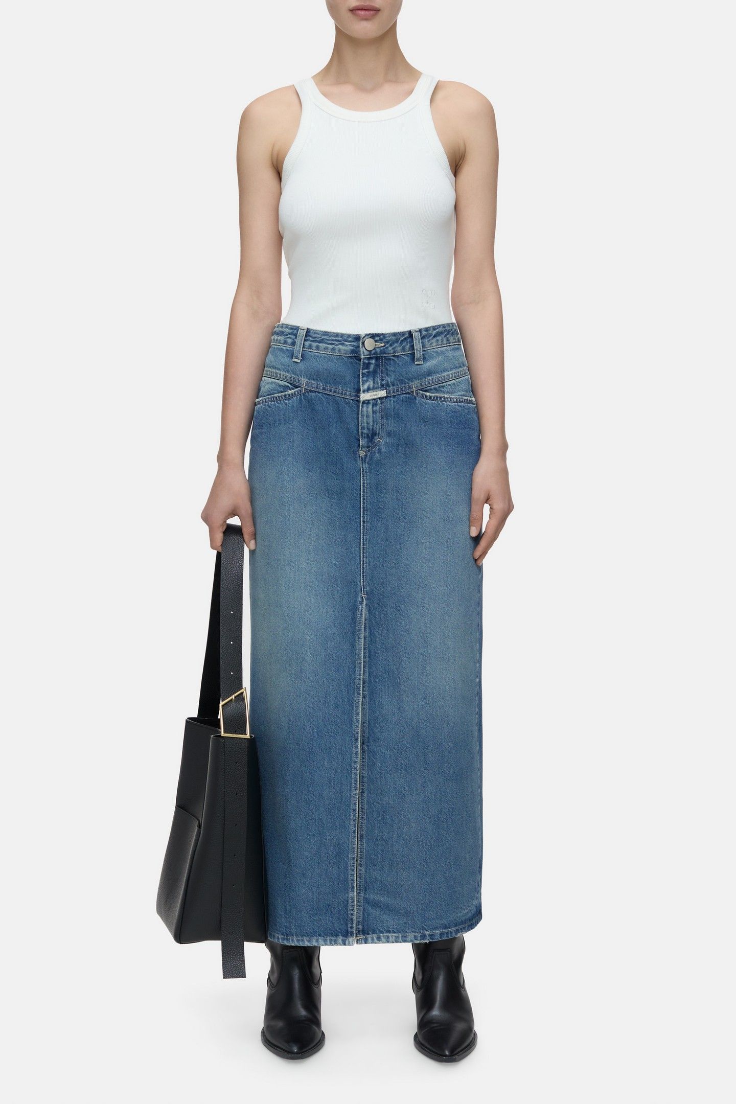 LONG X-POCKET SKIRT DARK BLUE 2