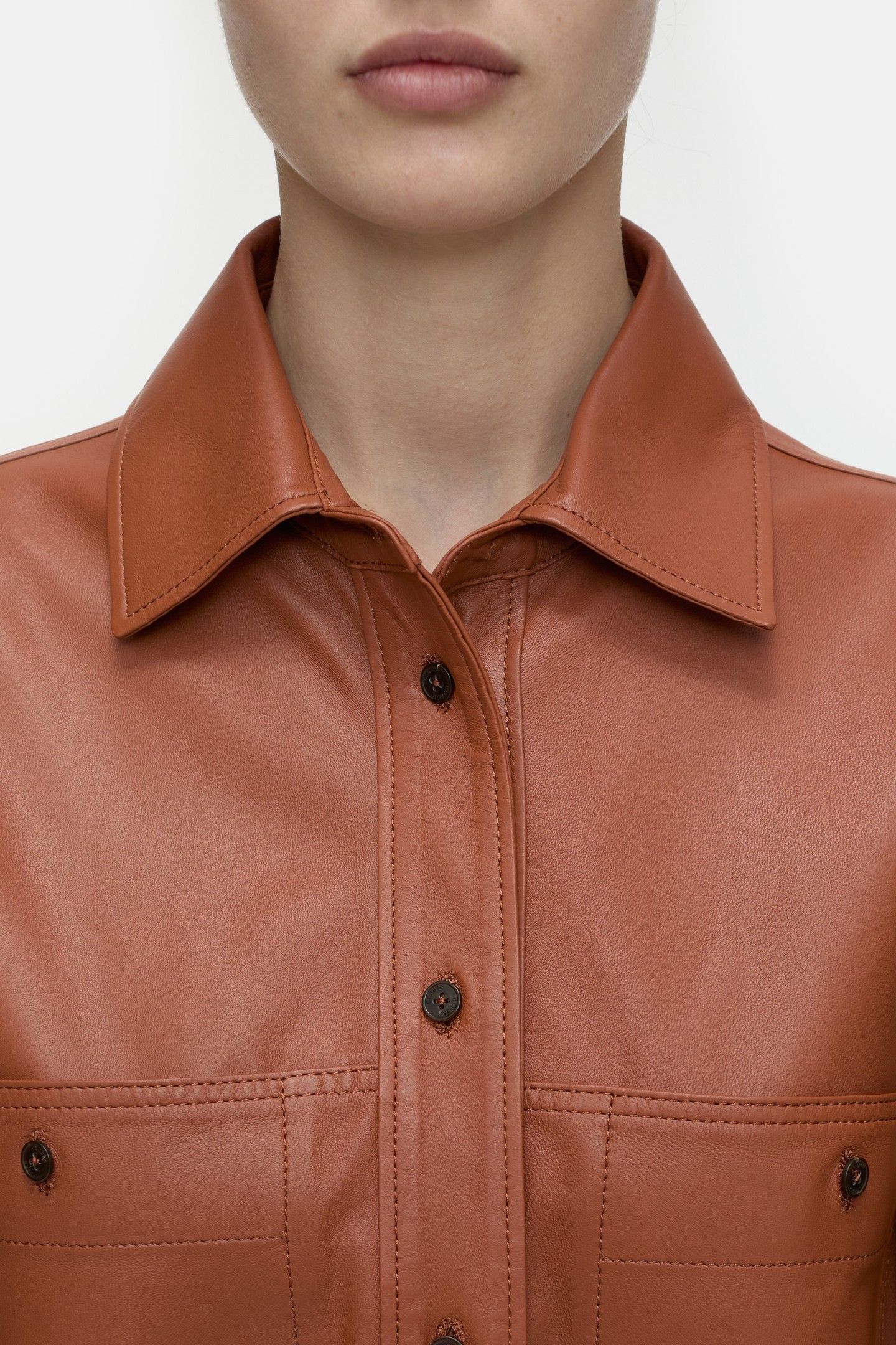 LEATHER SHIRT & BLOUSES FERRO BROWN 5