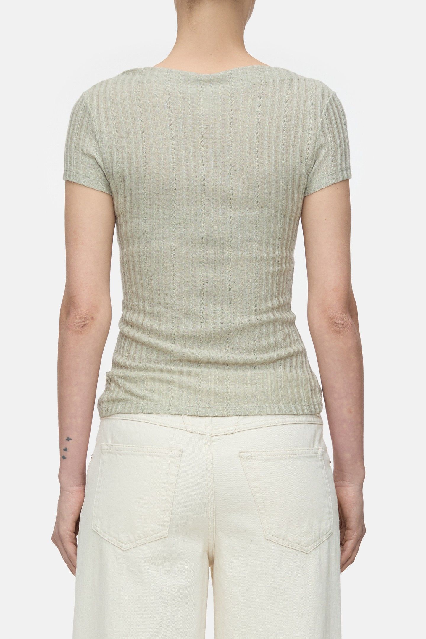 STRAIGHT NECK T-SHIRT T-SHIRTS PASTEL OLIVE 3