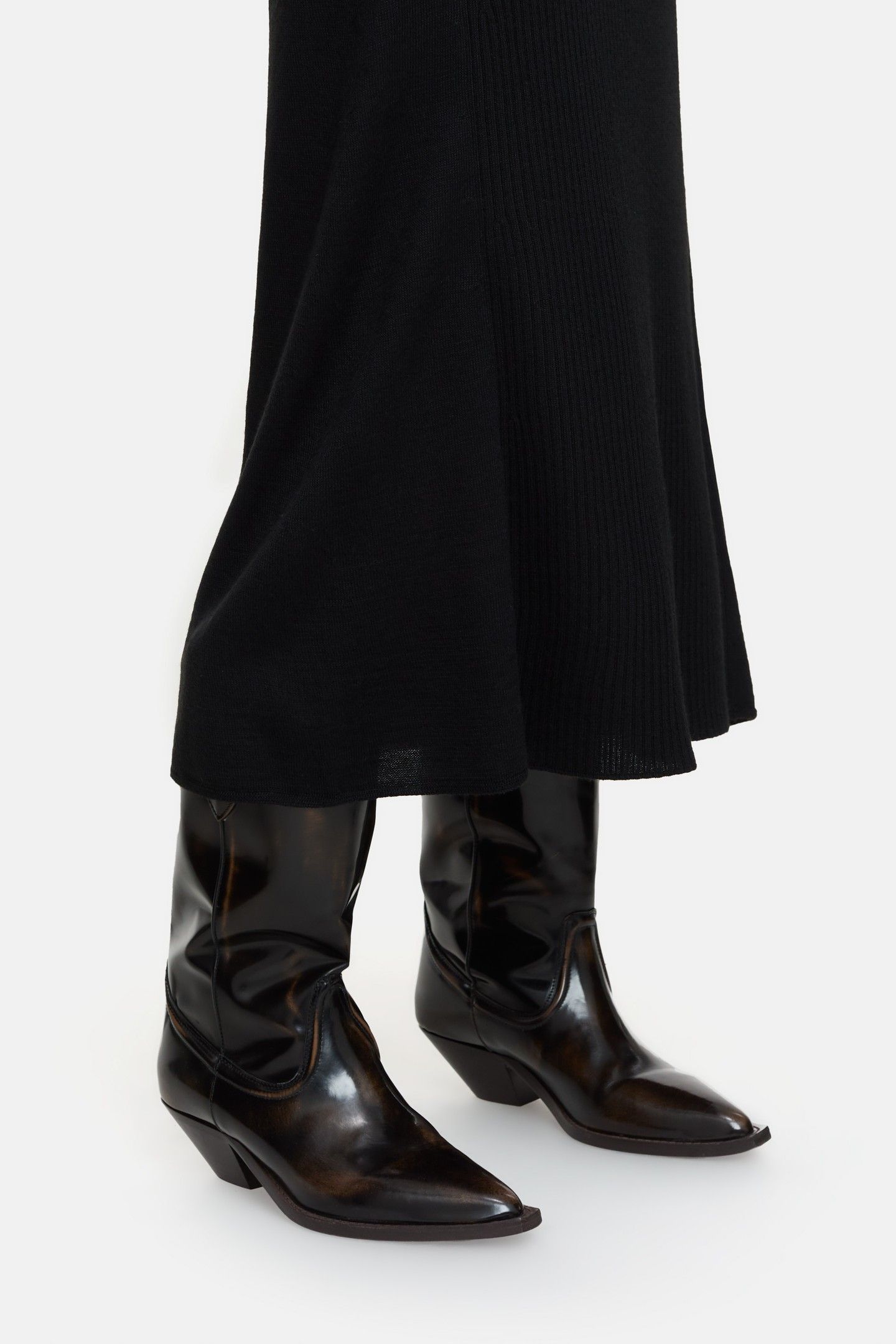 LONG SLEEVE RIB DRESS BLACK 3