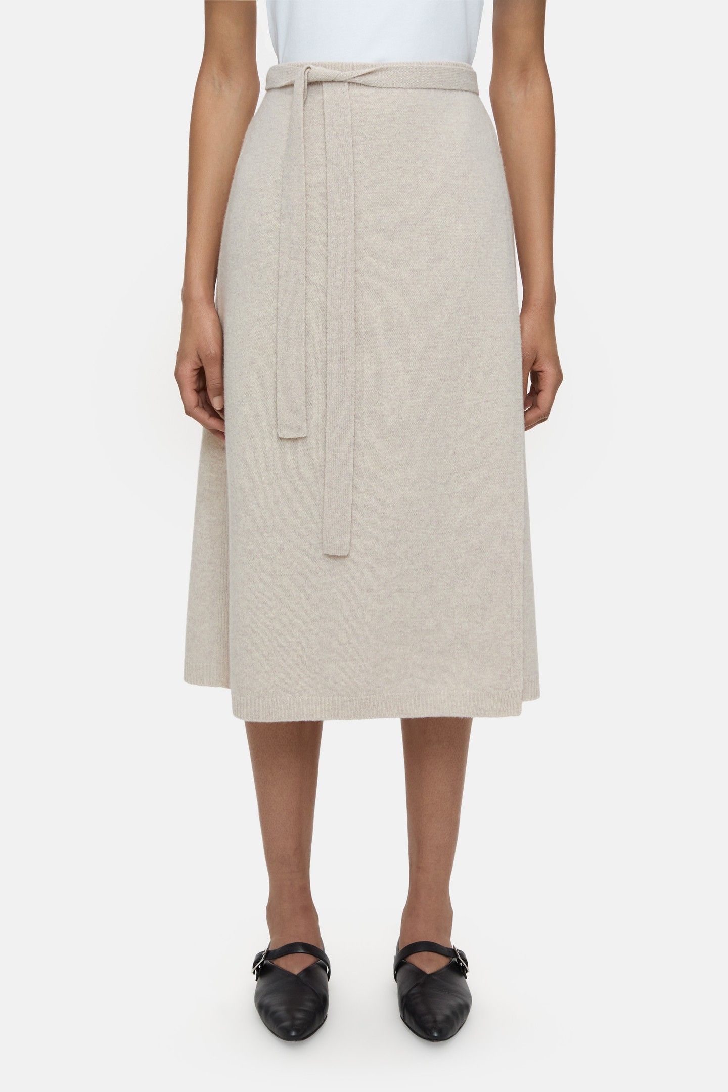 WOOL WRAP SKIRT PEARL BEIGE 1