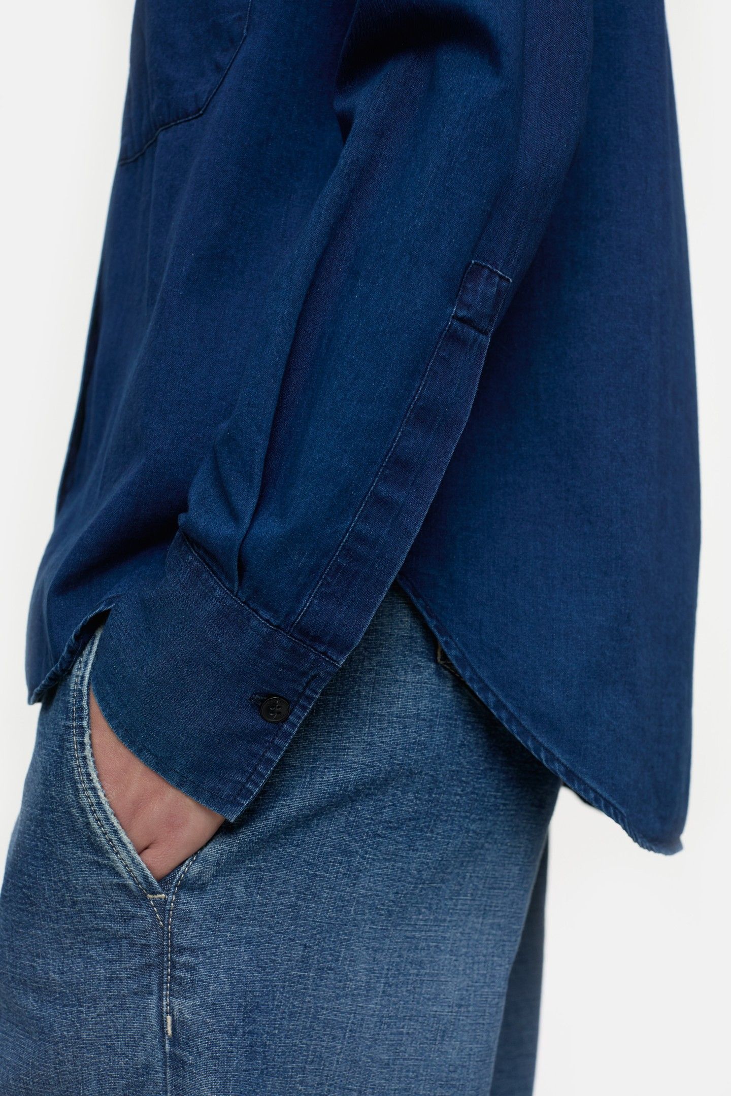 STRAIGHT FITTED BLOUSE SHIRT DARK BLUE 3