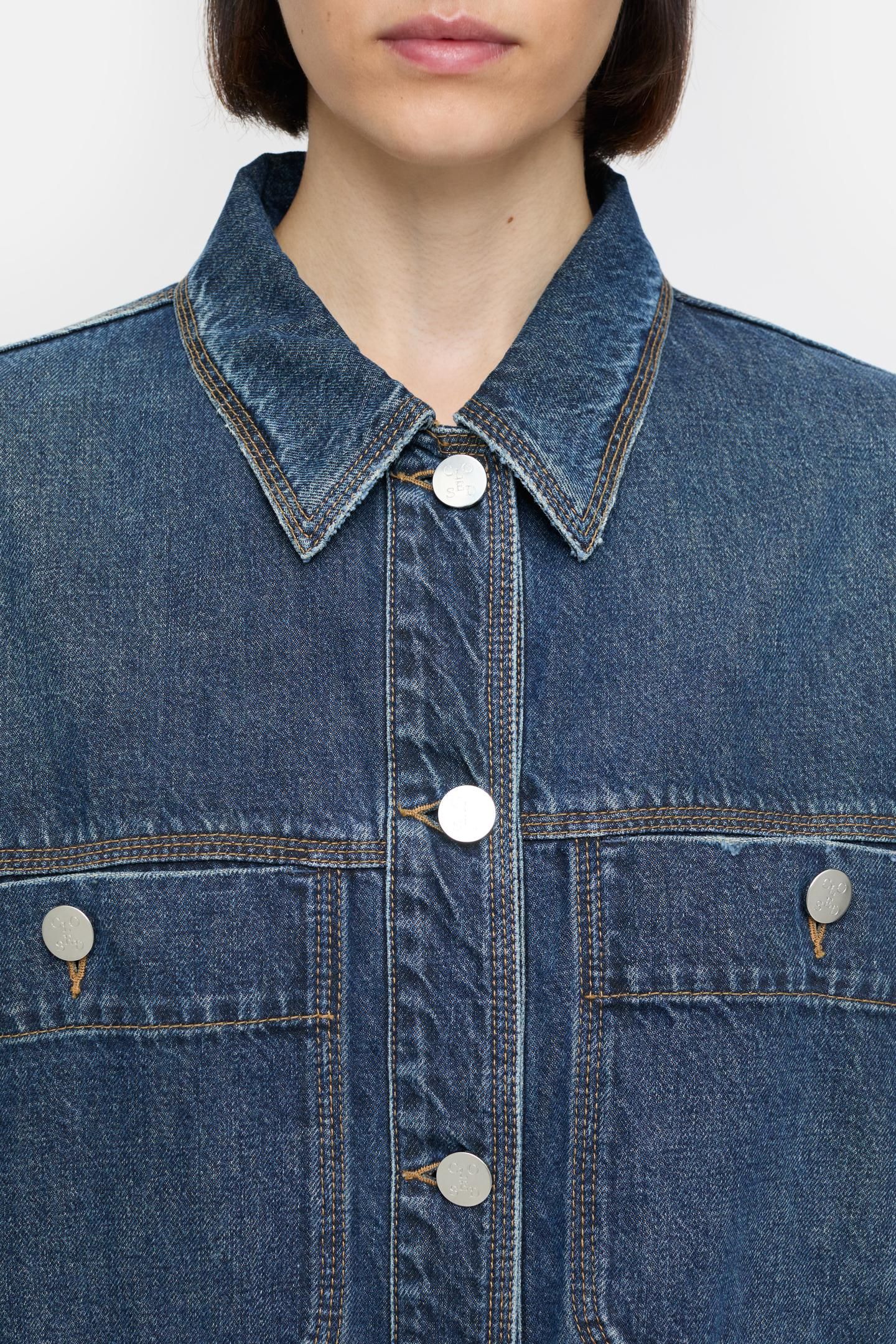 SHIRT WITH STRAPS CROPPED SHIRTS & BLOUSES DARK BLUE 4
