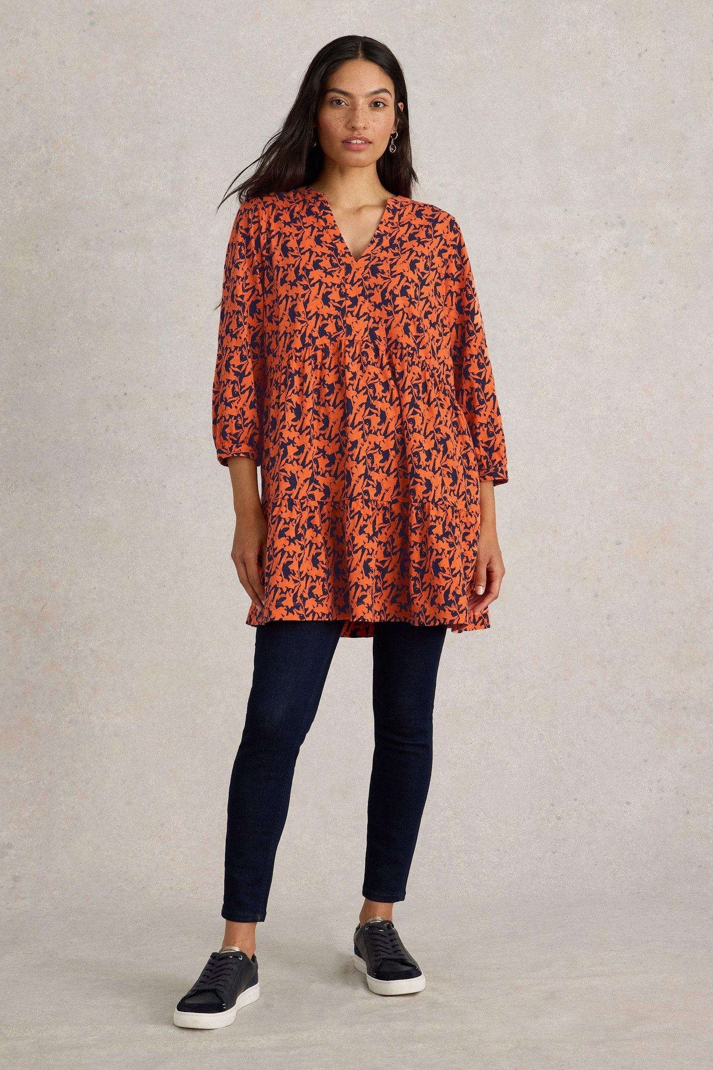 MARLIE JERSEY TUNIC ORANGE PRINT 1