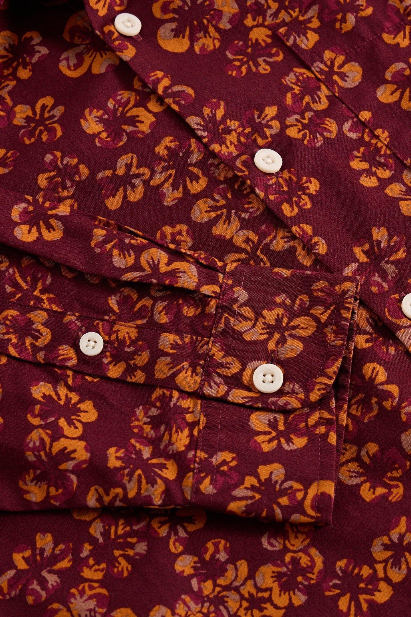 AUTUMN FLORAL PRINT LS SHIRT DEEP RED 3